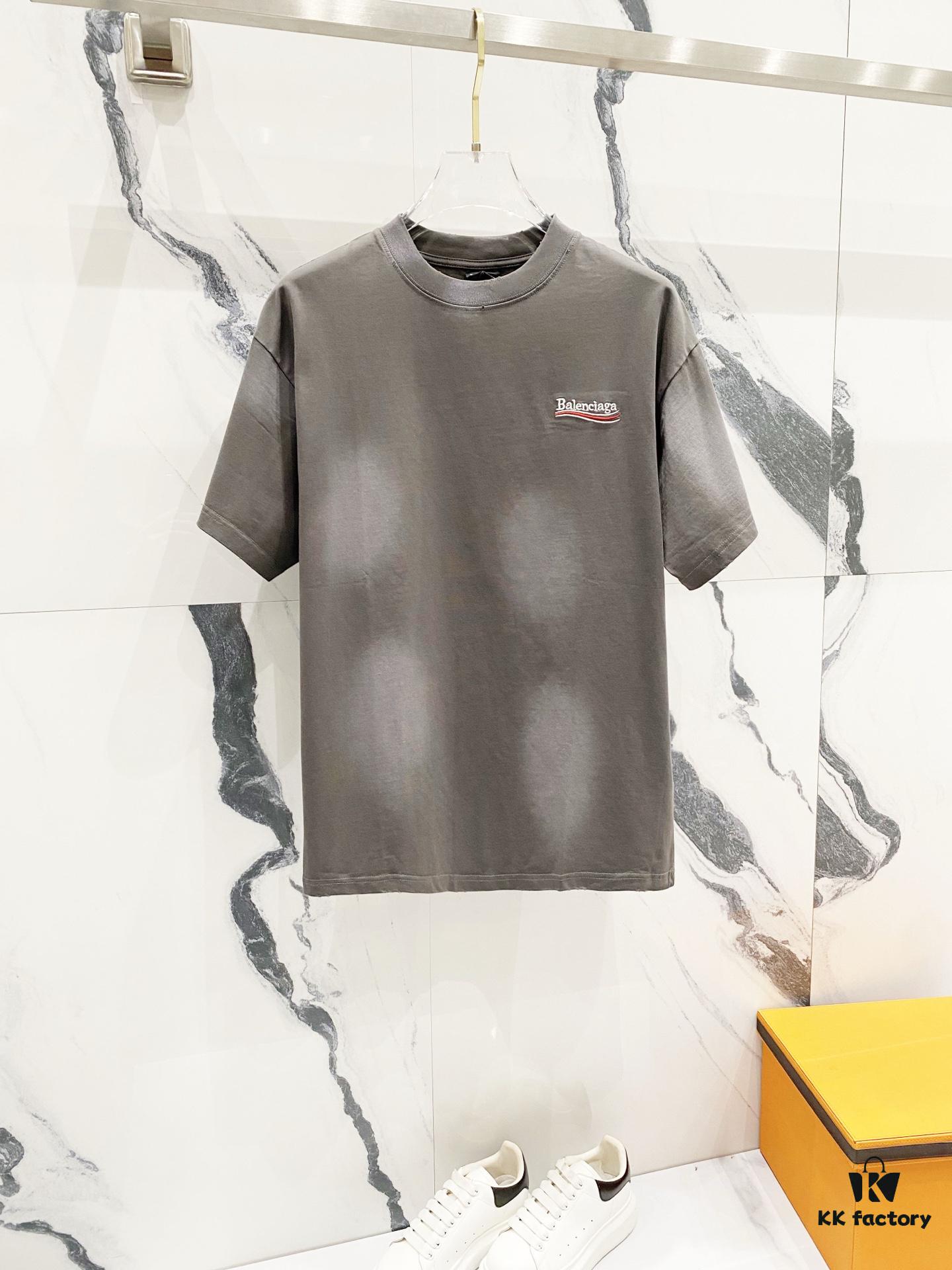 69319fdaccd8ab3d7af93967 BALENCIAGA 320g Washed Short-Sleeve T-Shirt with Wavy Coke Embroidery and Logo Design