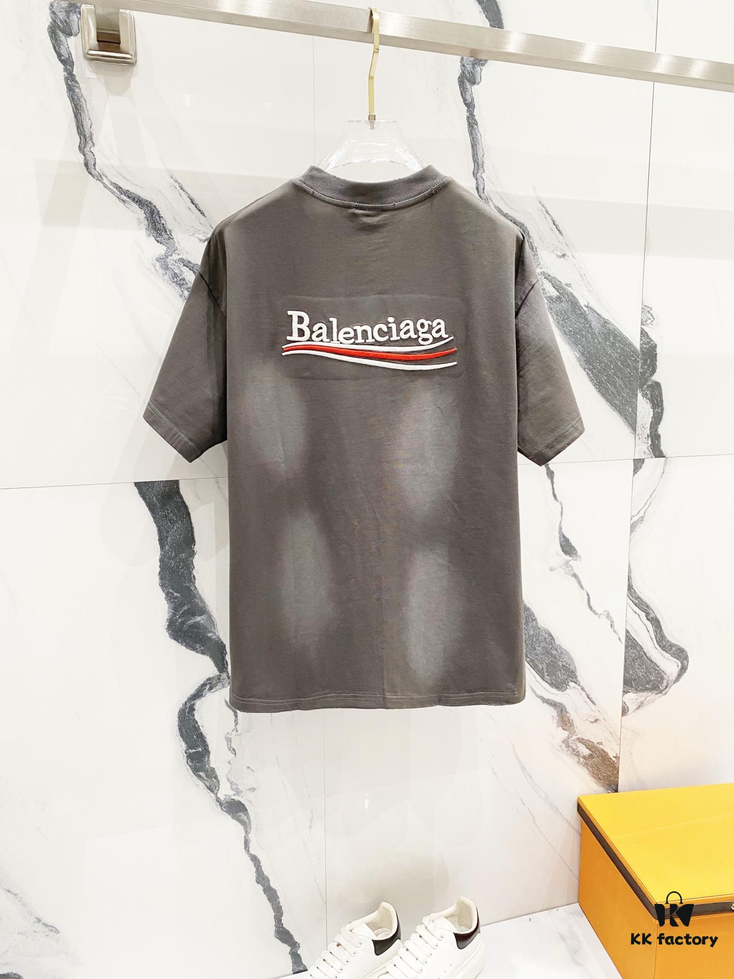 69319fdaccd8ab3d7af93968 BALENCIAGA 320g Washed Short-Sleeve T-Shirt with Wavy Coke Embroidery and Logo Design