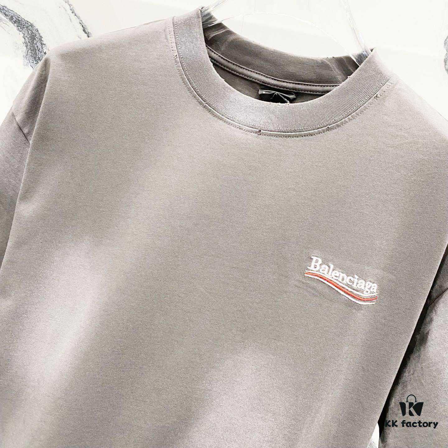 69319fdaccd8ab3d7af9396a BALENCIAGA 320g Washed Short-Sleeve T-Shirt with Wavy Coke Embroidery and Logo Design
