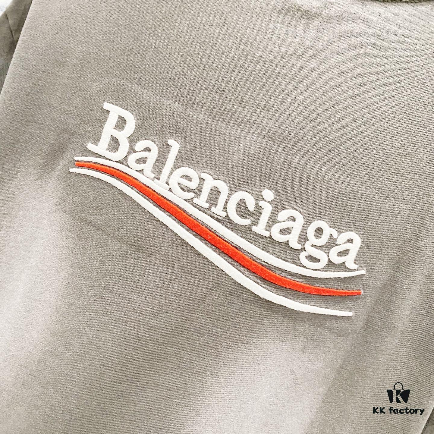 69319fdaccd8ab3d7af9396d BALENCIAGA 320g Washed Short-Sleeve T-Shirt with Wavy Coke Embroidery and Logo Design