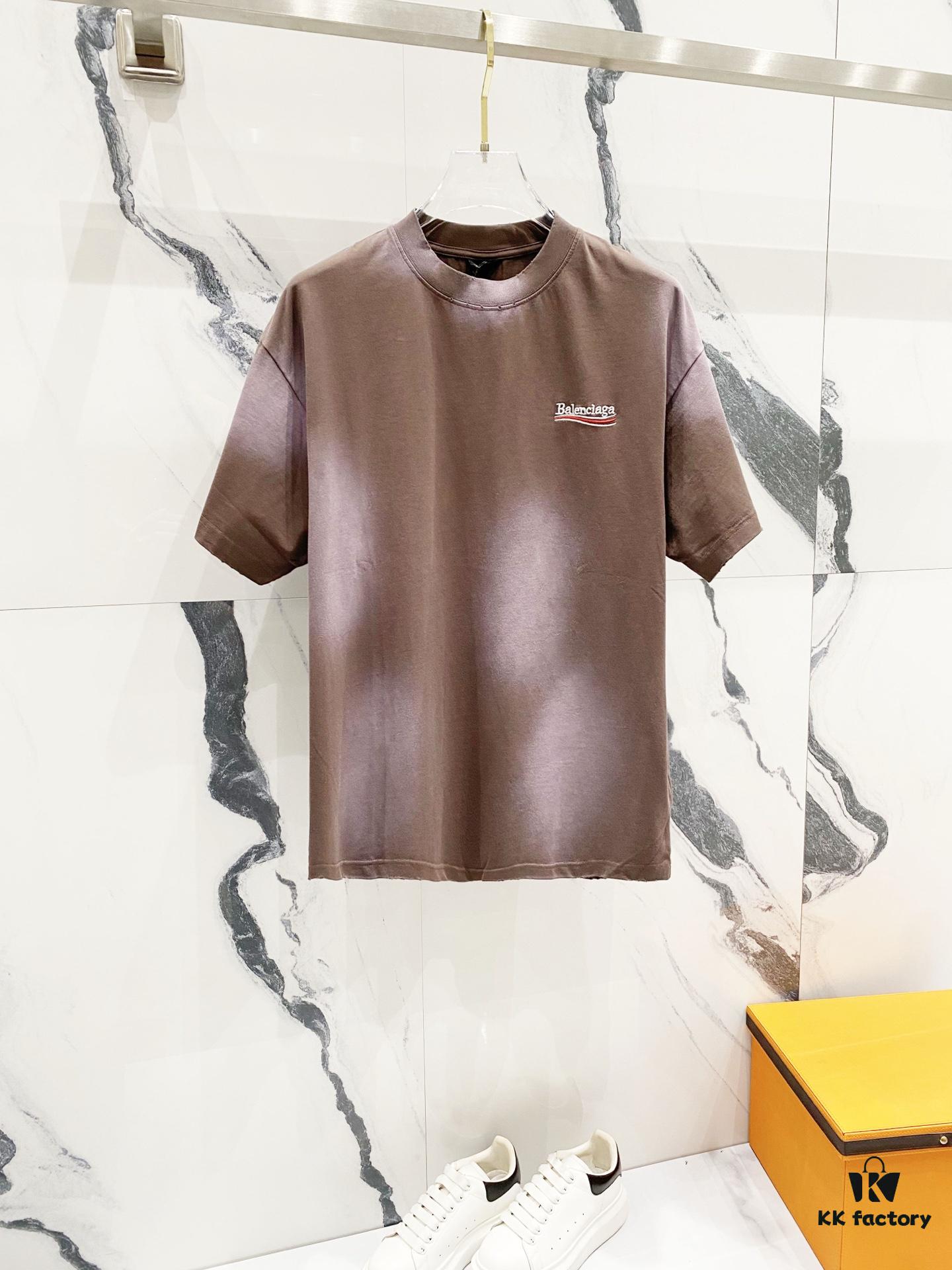 69319fdaccd8ab3d7af93971 BALENCIAGA Balenciaga 320g Washed Short-Sleeve T-Shirt with Wavy Coca-Cola Embroidery and Logo Design
