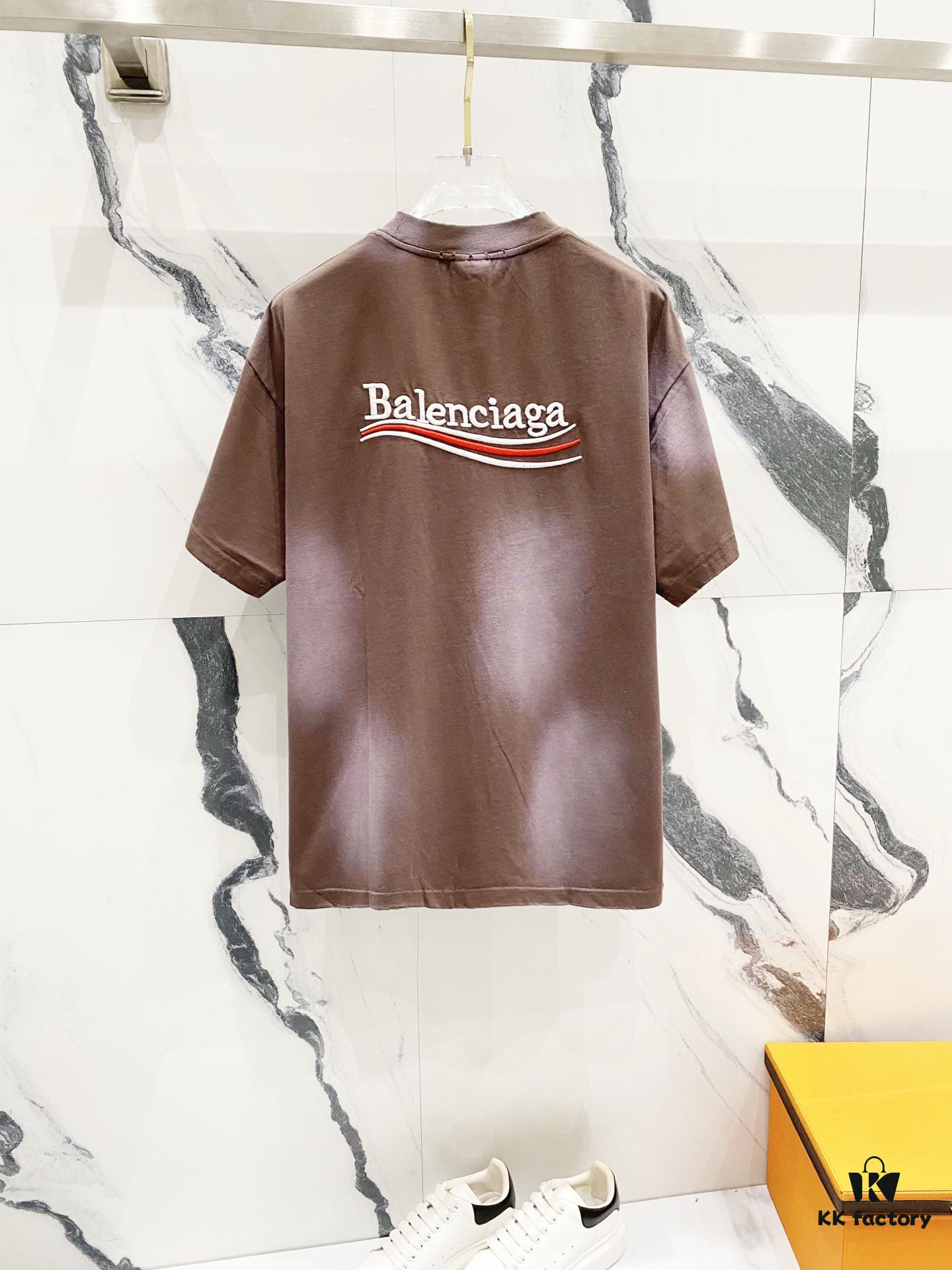 69319fdaccd8ab3d7af93972 BALENCIAGA Balenciaga 320g Washed Short-Sleeve T-Shirt with Wavy Coca-Cola Embroidery and Logo Design