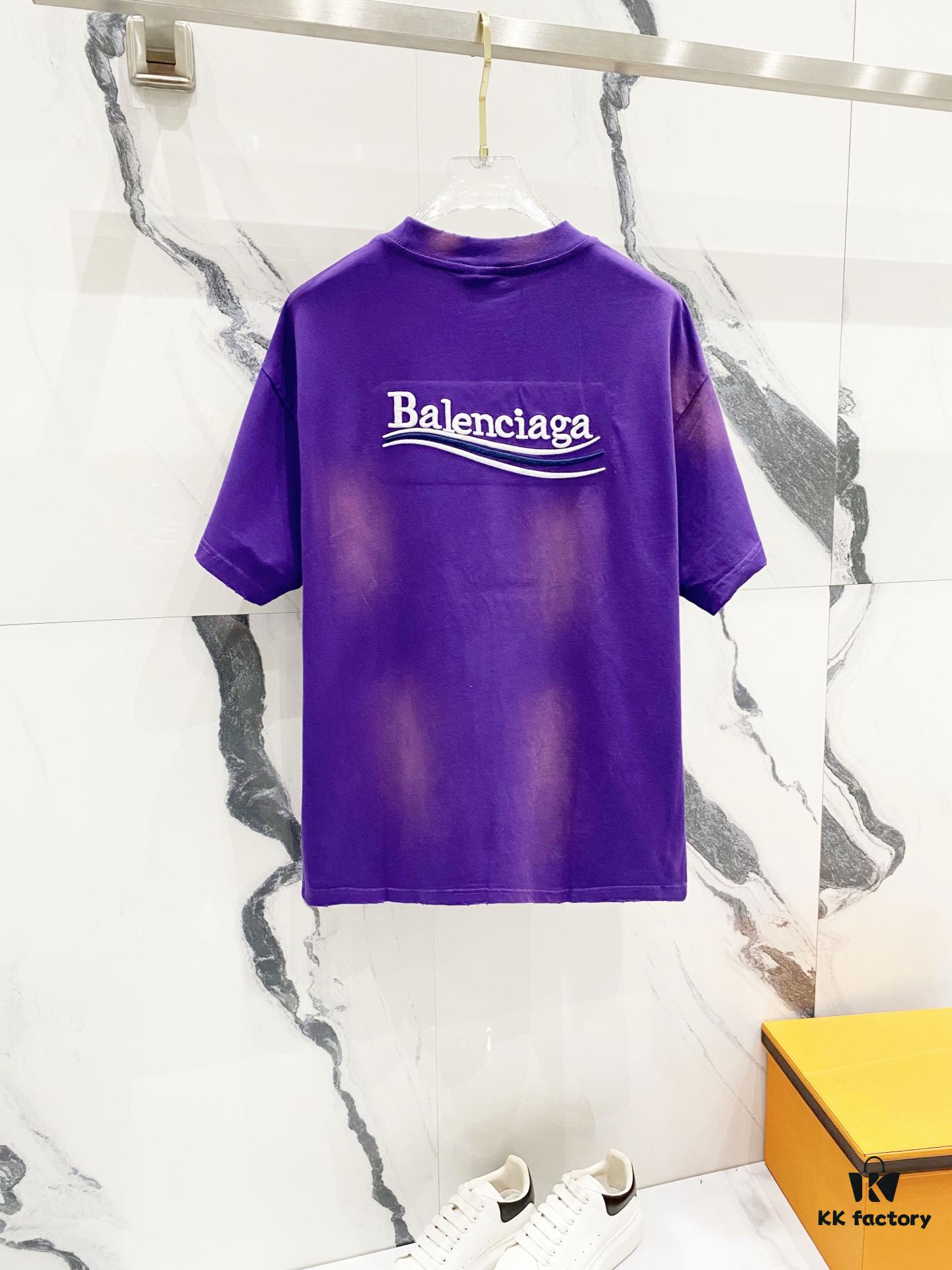 69319fdbccd8ab3d7af9397c BALENCIAGA 320g Washed Short-Sleeve T-Shirt with Wavy Coke Embroidery and Logo Design