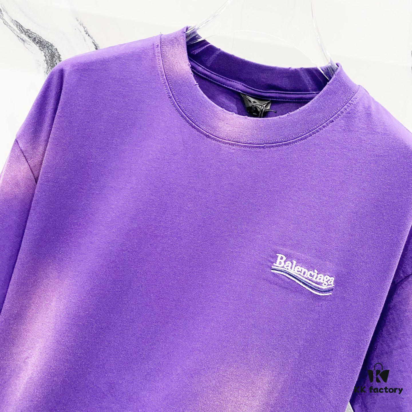 69319fdbccd8ab3d7af9397e BALENCIAGA 320g Washed Short-Sleeve T-Shirt with Wavy Coke Embroidery and Logo Design