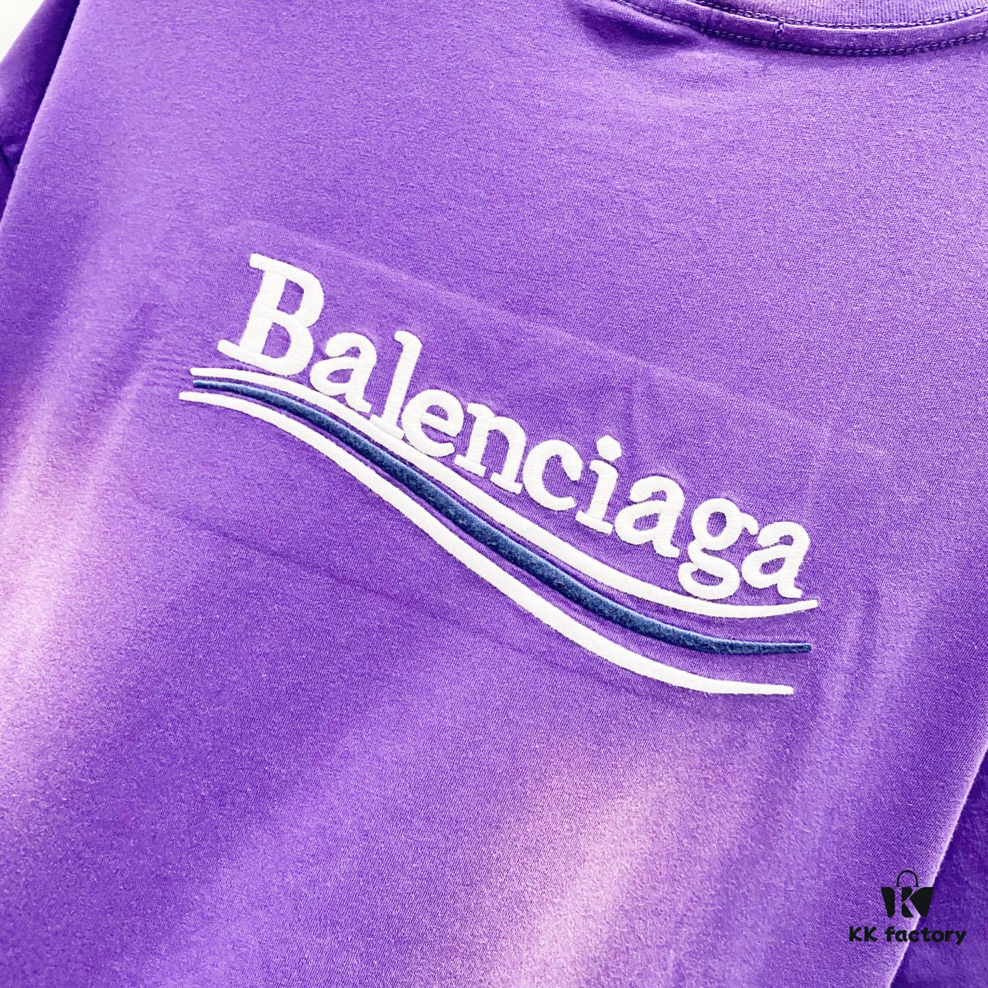 69319fdbccd8ab3d7af93981 BALENCIAGA 320g Washed Short-Sleeve T-Shirt with Wavy Coke Embroidery and Logo Design