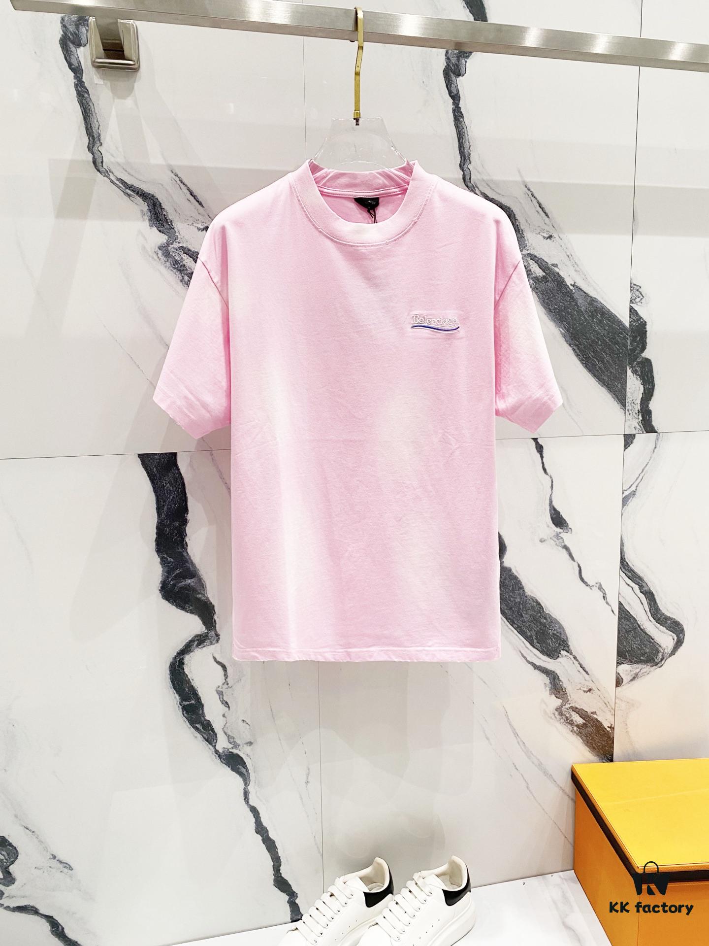 69319fdbccd8ab3d7af93985 BALENCIAGA 320g Washed Short Sleeve T-Shirt with Wavy Coca-Cola Embroidery and Logo Design