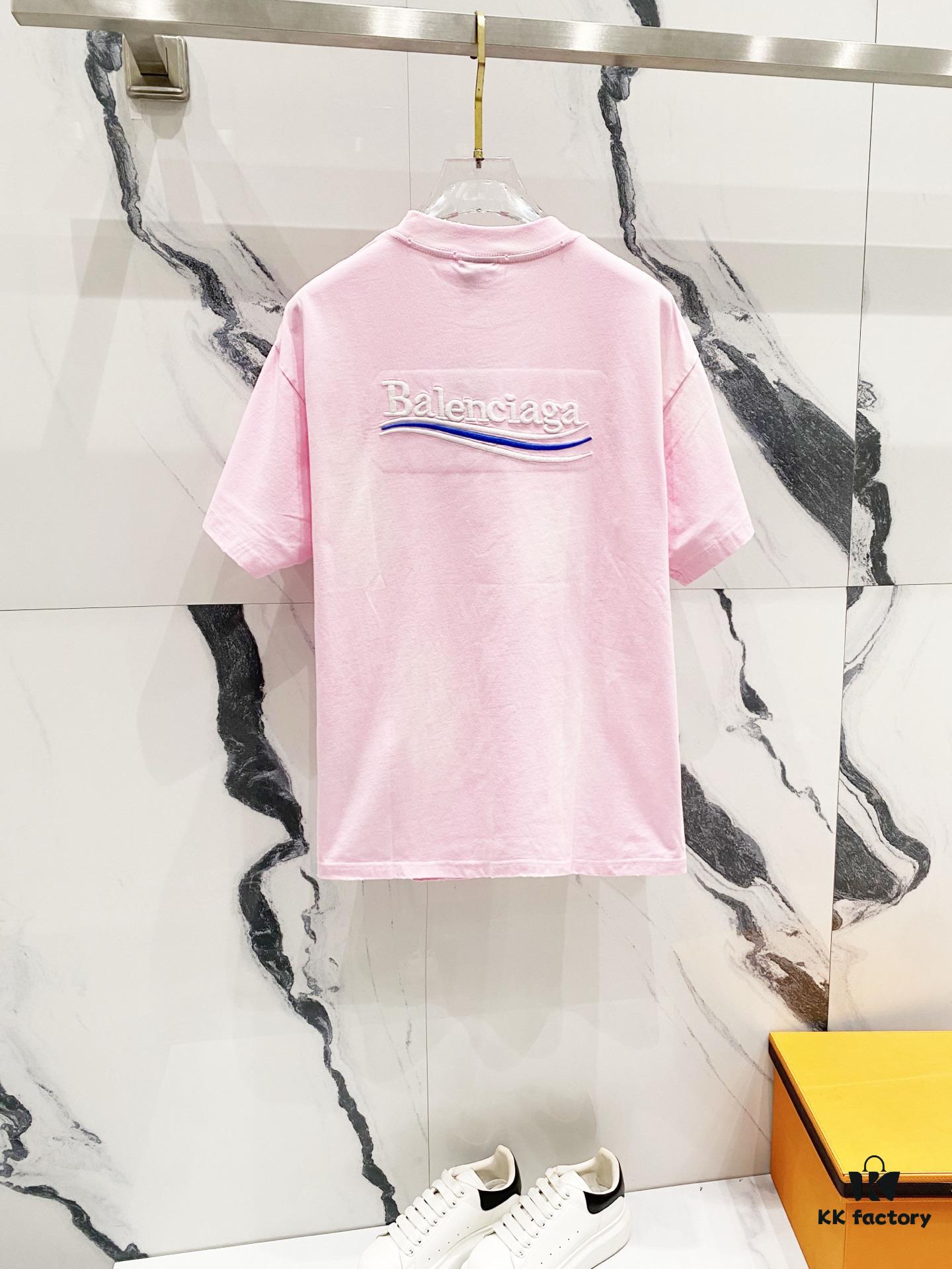 69319fdbccd8ab3d7af93986 BALENCIAGA 320g Washed Short Sleeve T-Shirt with Wavy Coca-Cola Embroidery and Logo Design