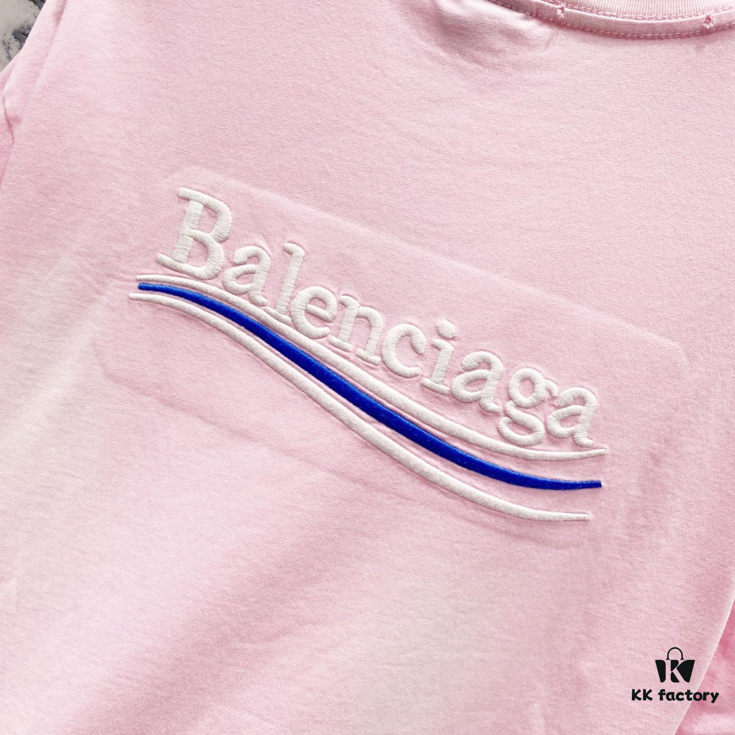 69319fdbccd8ab3d7af9398a BALENCIAGA 320g Washed Short Sleeve T-Shirt with Wavy Coca-Cola Embroidery and Logo Design