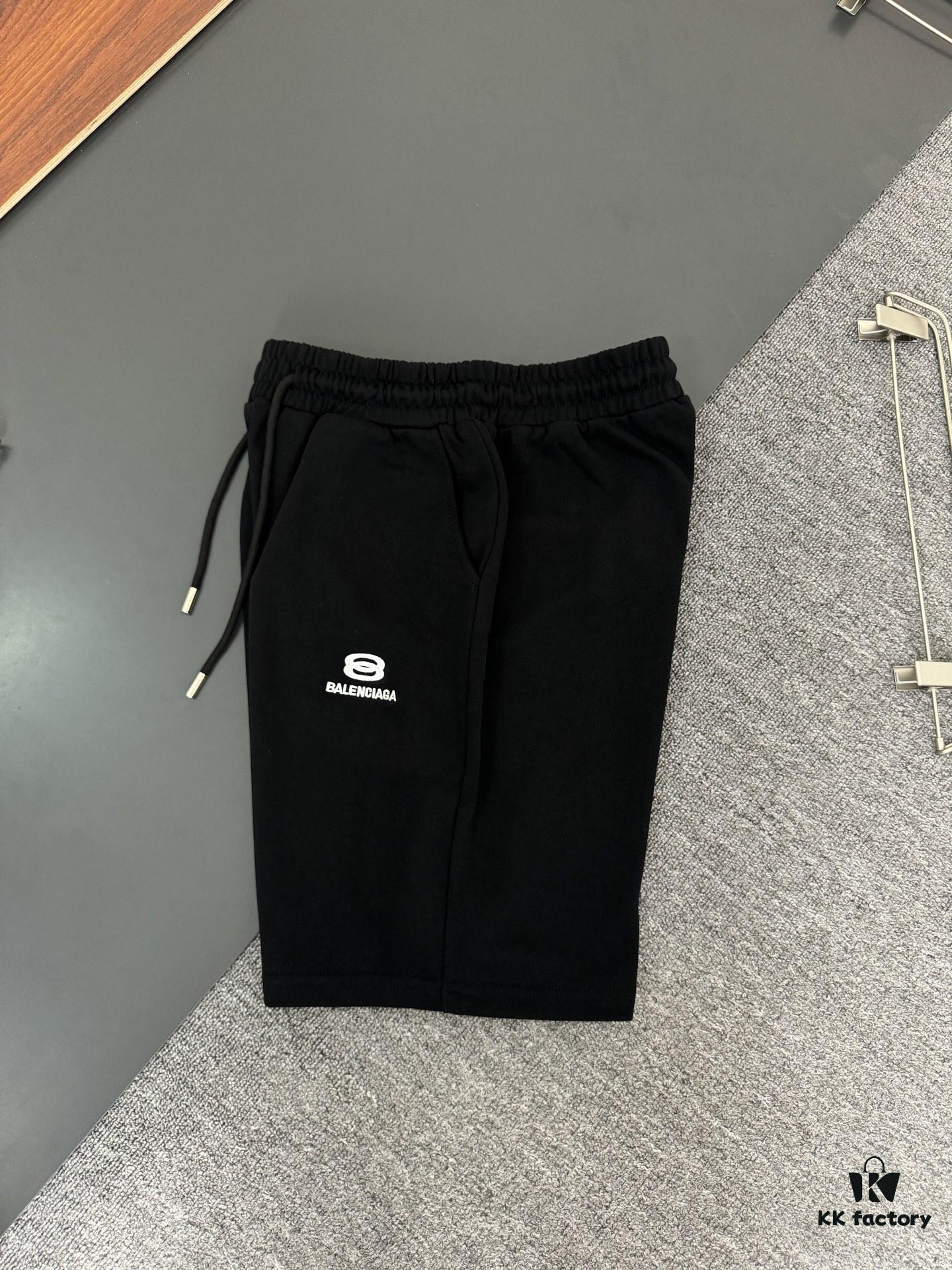 69319fdcccd8ab3d7af9399a Balenciaga 400g Heavyweight Cotton Loose Casual Shorts with Embroidered Logo Design