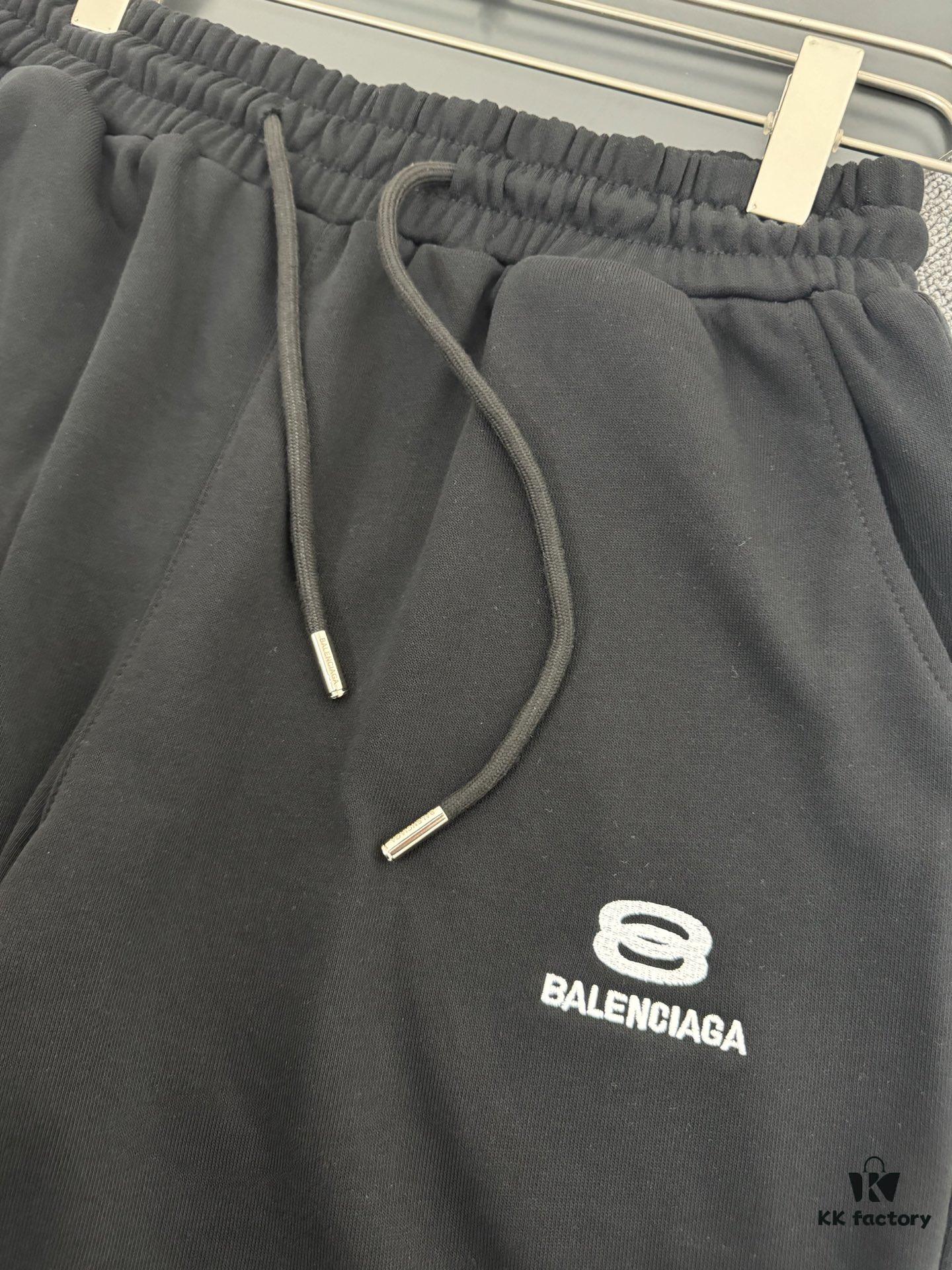 69319fdcccd8ab3d7af9399f Balenciaga 400g Heavyweight Cotton Loose Casual Shorts with Embroidered Logo Design
