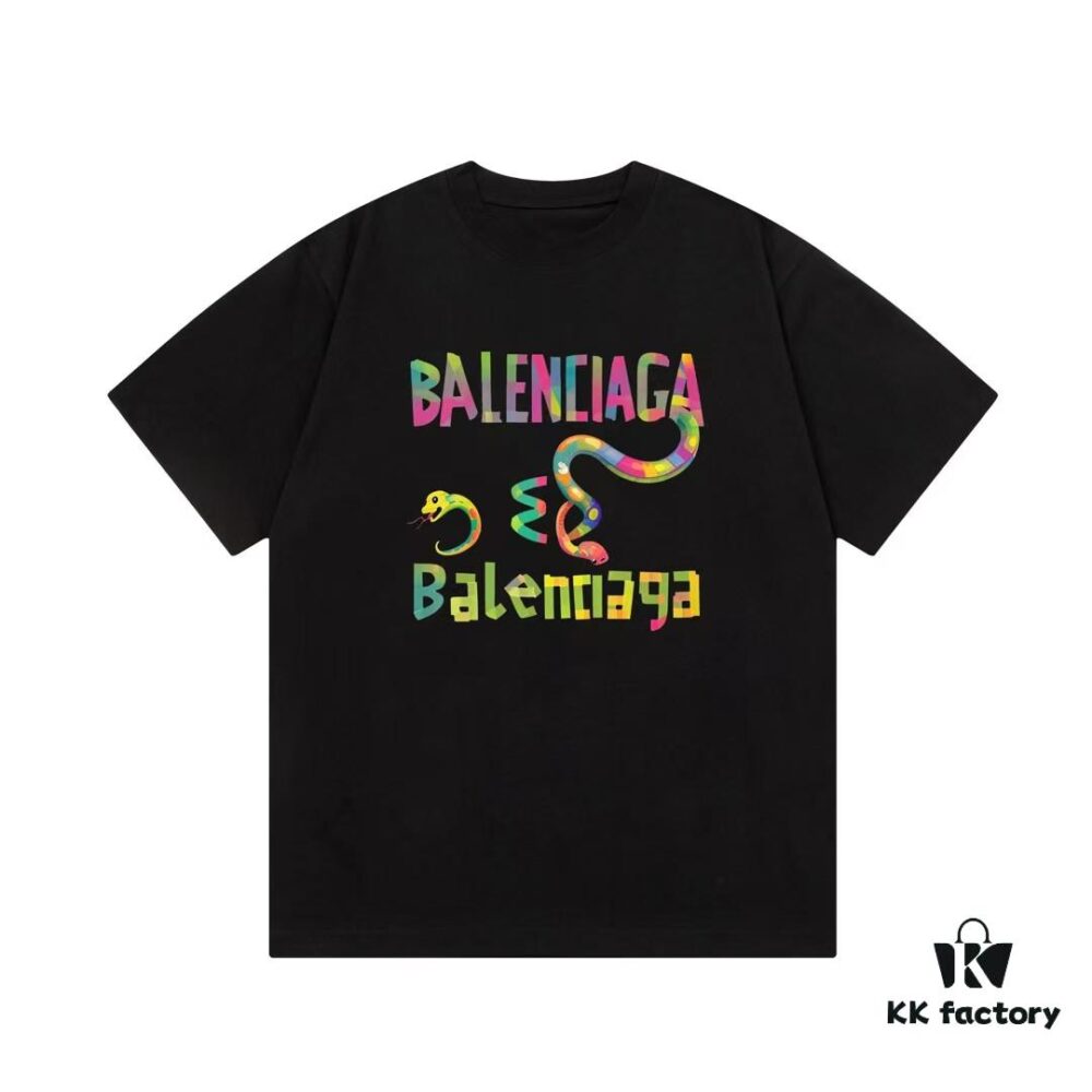 69319fddccd8ab3d7af939b7 BALENCIAGA* Balenciaga* Loose Fit Printed Logo Short Sleeve T-Shirt for Spring and Summer, Stylish Crew Neck Unisex Cotton Tee