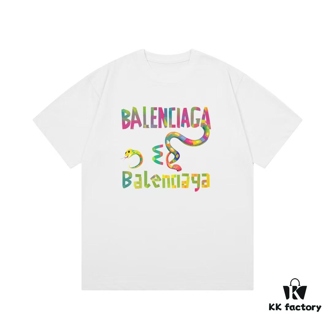 69319fdeccd8ab3d7af939be BALENCIAGA*Balenciaga* Loose Fit Printed Logo Short Sleeve T-Shirt for Spring and Summer
