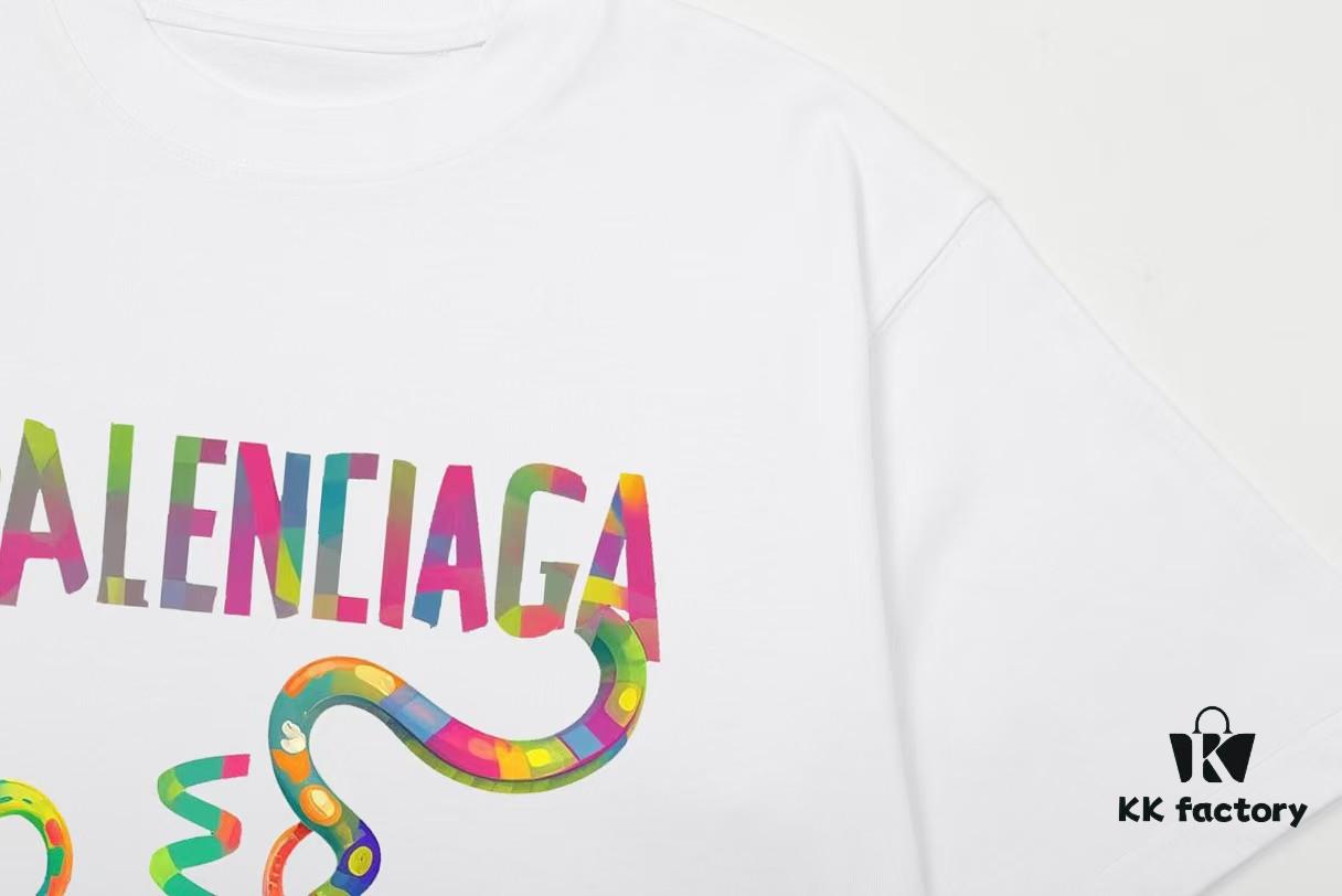 69319fdeccd8ab3d7af939c0 BALENCIAGA*Balenciaga* Loose Fit Printed Logo Short Sleeve T-Shirt for Spring and Summer