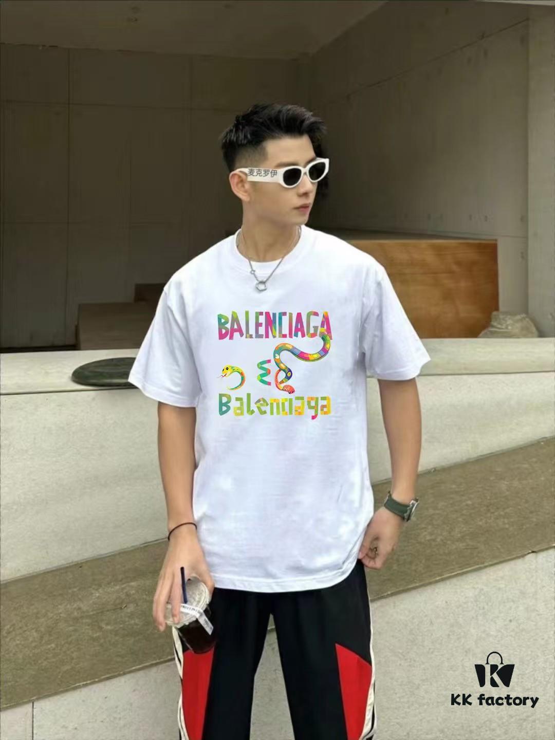 69319fdeccd8ab3d7af939c2 BALENCIAGA*Balenciaga* Loose Fit Printed Logo Short Sleeve T-Shirt for Spring and Summer