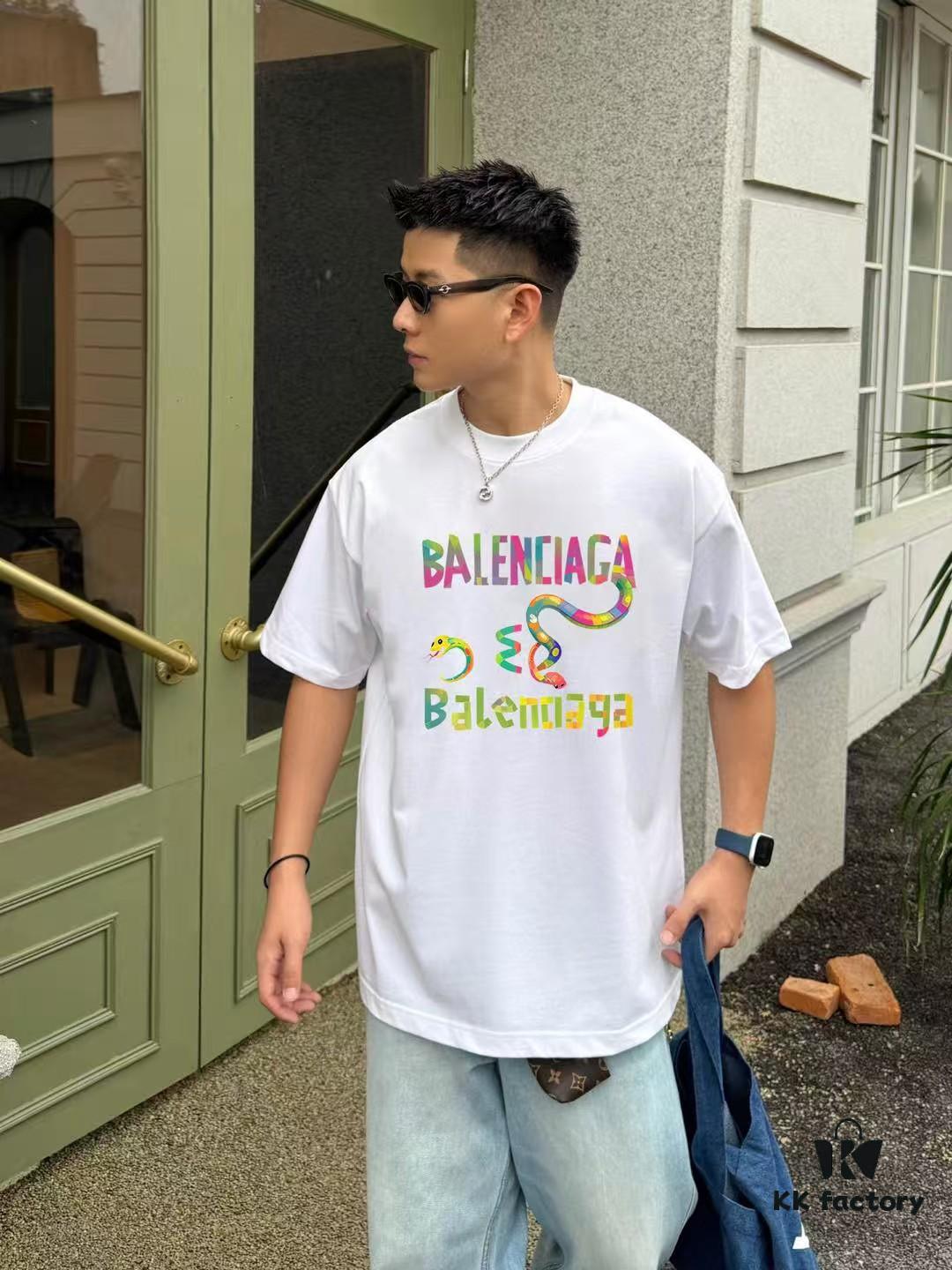 69319fdeccd8ab3d7af939c3 BALENCIAGA*Balenciaga* Loose Fit Printed Logo Short Sleeve T-Shirt for Spring and Summer