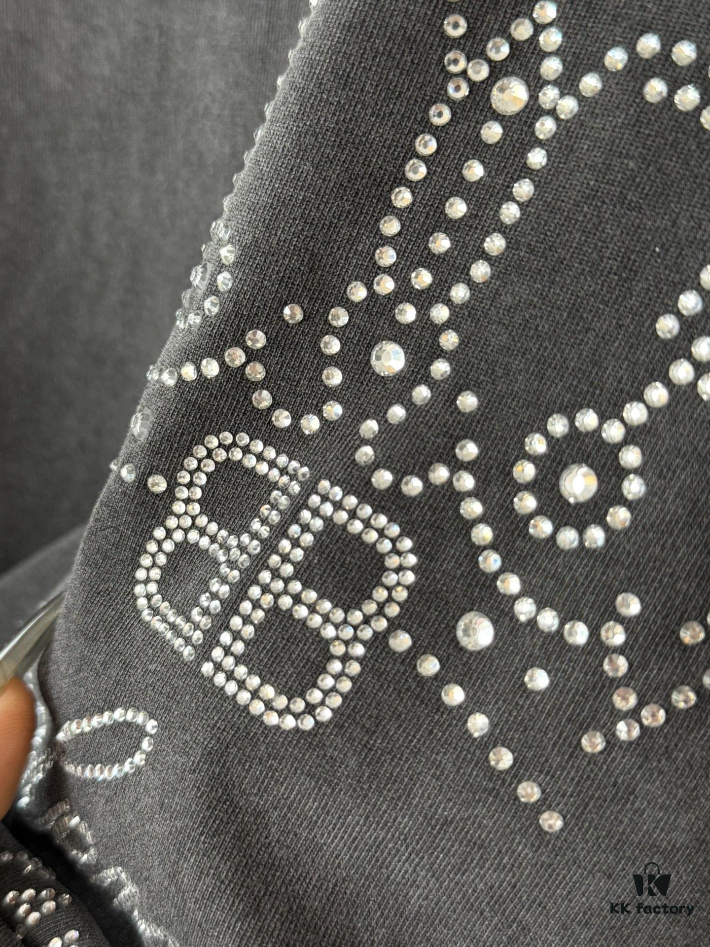 69319fe0ccd8ab3d7af939ea Balenciaga Crown BB Logo Rhinestone Embellished Distressed Washed T-Shirt, Premium Version (Different from Standard Stock), 250g Fabric with Multi-Tear and Cut-Out Wash Treatment, Imported Australian Rhinestones, Heat-Pressed for Durability, High Shine, Loose Fit Unisex Design