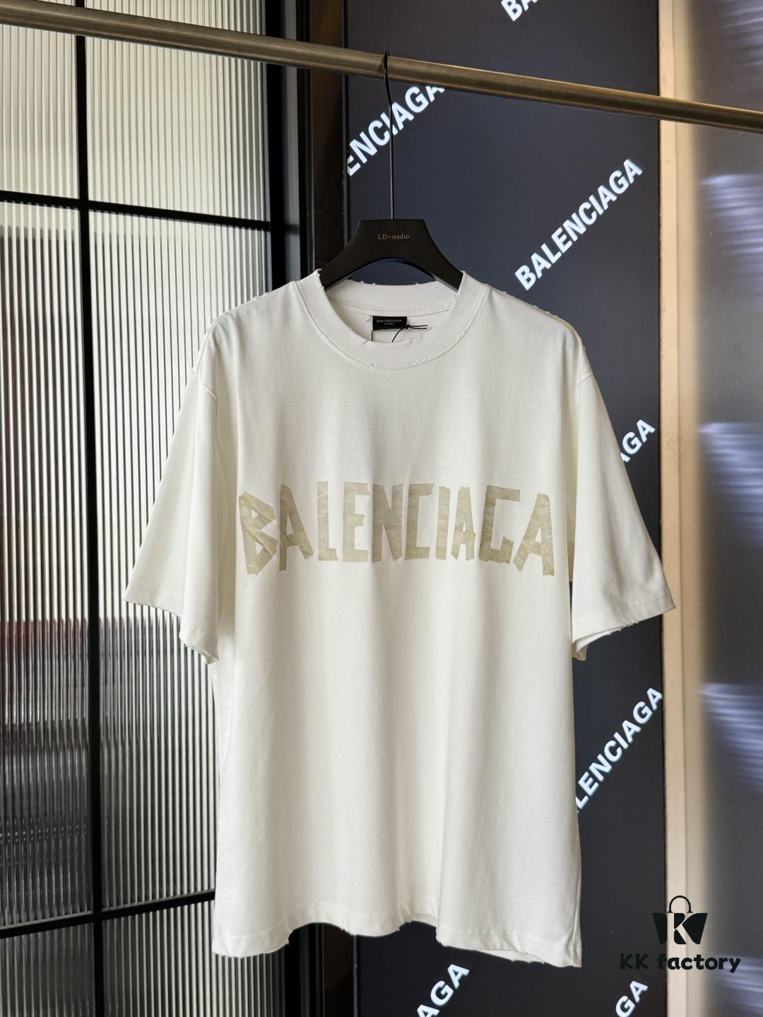 69319fe1ccd8ab3d7af939fc Balenciaga Top Version Washi Tape Yellow Tape Snowflake Unisex Short Sleeve T-Shirt