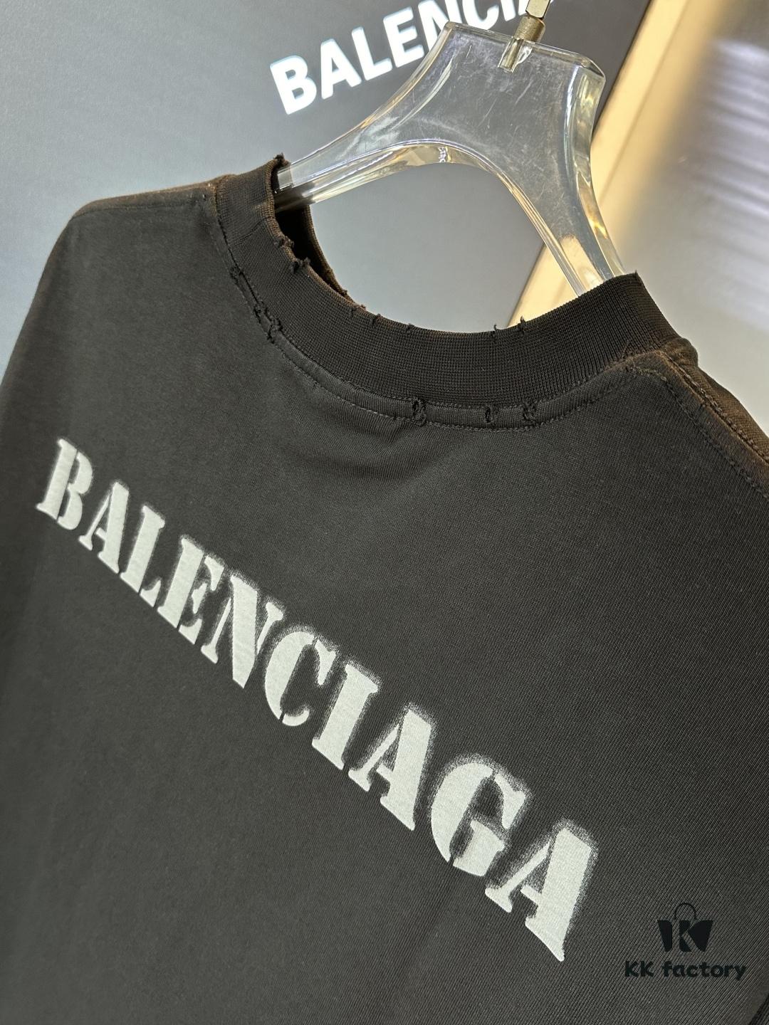 69319fe3ccd8ab3d7af93a25 25SS Balenciaga · Distressed Vintage Letter Print Short Sleeve T-Shirt (Top-Tier Version, Distinguished from Generic Copies)