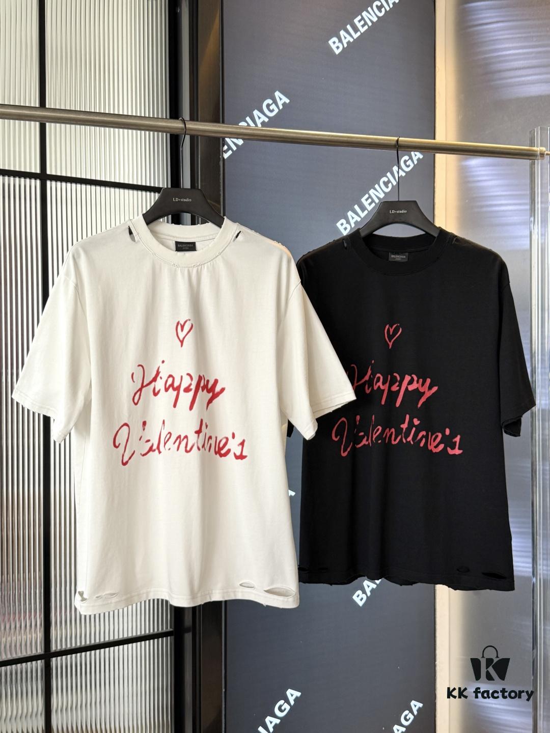 69319fe5ccd8ab3d7af93a3c 2025SS Balenciaga LIPSTICK VALENTINES Oversized Heavy Washed Distressed Short Sleeve T-Shirt (Top-Tier Version, Distinguished from Standard Market Copies)