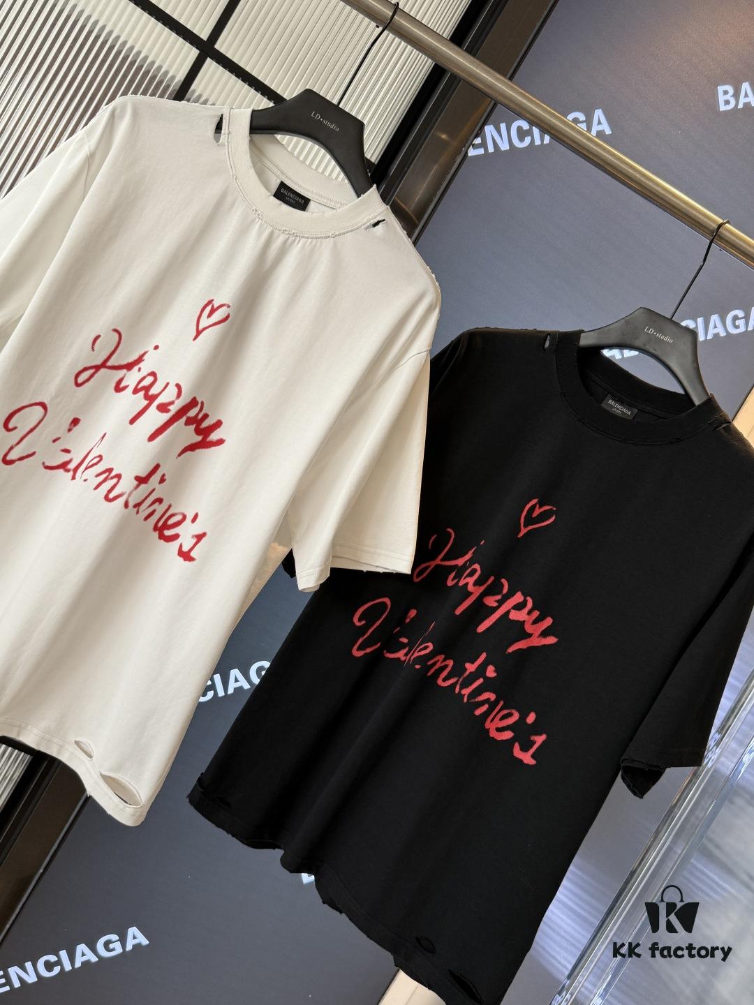 69319fe5ccd8ab3d7af93a3d 2025SS Balenciaga LIPSTICK VALENTINES Oversized Heavy Washed Distressed Short Sleeve T-Shirt (Top-Tier Version, Distinguished from Standard Market Copies)