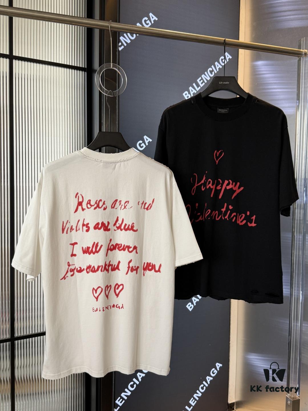 69319fe5ccd8ab3d7af93a3e 2025SS Balenciaga LIPSTICK VALENTINES Oversized Heavy Washed Distressed Short Sleeve T-Shirt (Top-Tier Version, Distinguished from Standard Market Copies)