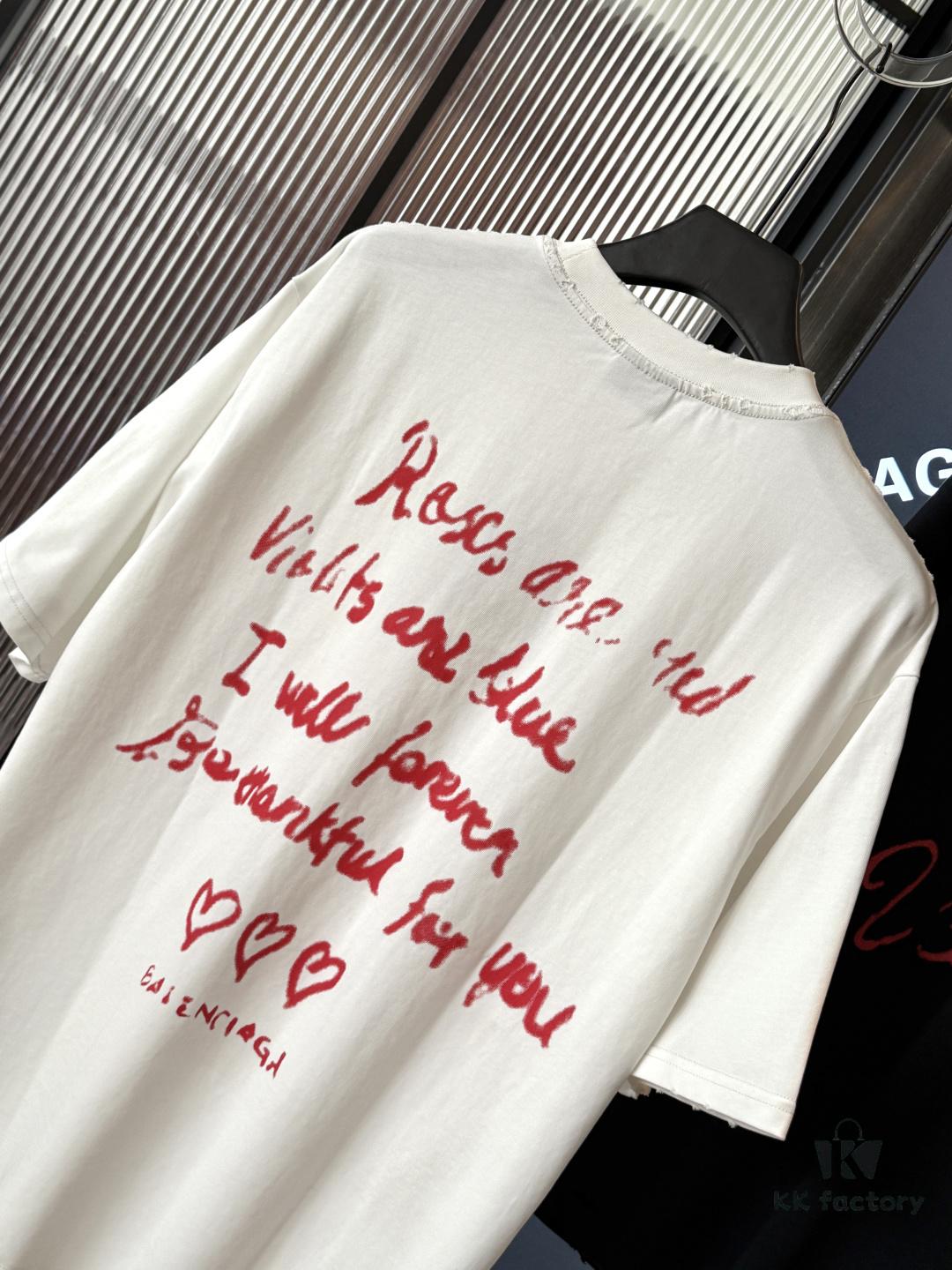 69319fe5ccd8ab3d7af93a3f 2025SS Balenciaga LIPSTICK VALENTINES Oversized Heavy Washed Distressed Short Sleeve T-Shirt (Top-Tier Version, Distinguished from Standard Market Copies)