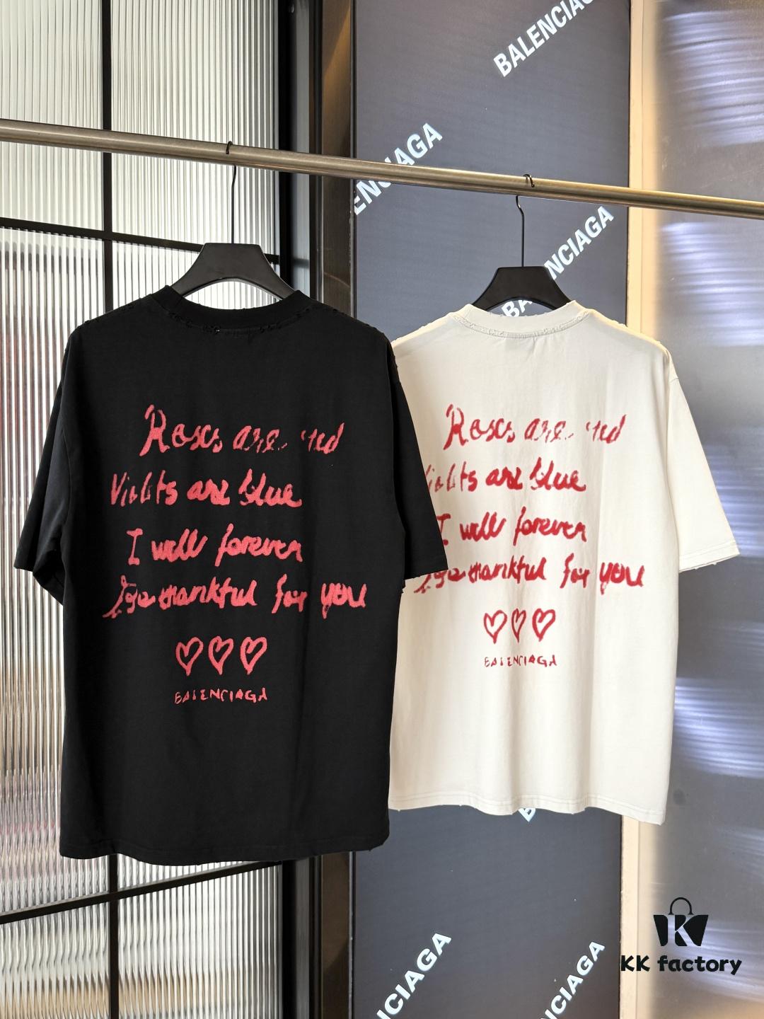 69319fe5ccd8ab3d7af93a41 2025SS Balenciaga LIPSTICK VALENTINES Oversized Heavy Washed Distressed Short Sleeve T-Shirt (Top-Tier Version, Distinguished from Standard Market Copies)