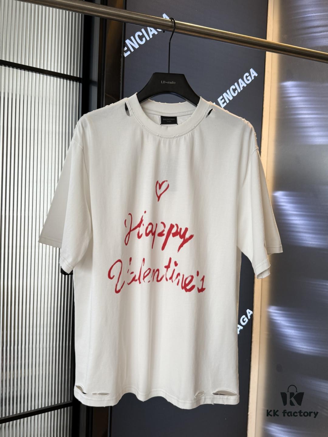 69319fe5ccd8ab3d7af93a43 2025SS Balenciaga LIPSTICK VALENTINES Oversized Heavy Washed Distressed Short Sleeve T-Shirt (Top-Tier Version, Distinguished from Standard Market Copies)