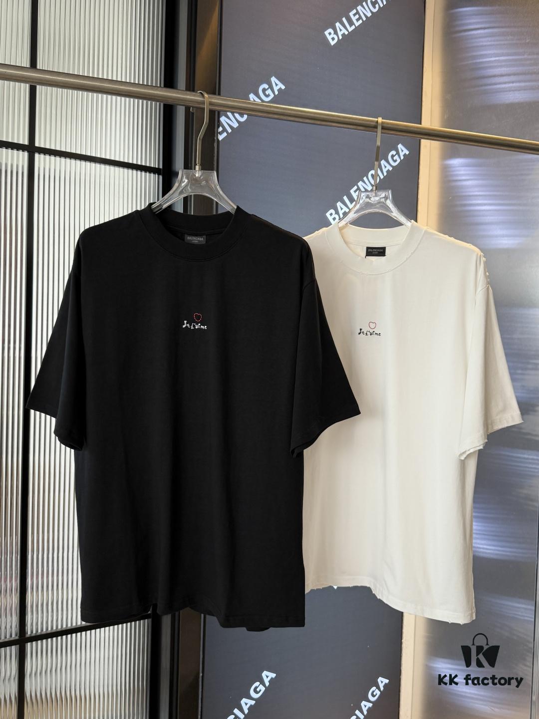 69319fe5ccd8ab3d7af93a46 25SS Balenciaga Valentine's Day Limited Edition Embroidered Heart Couple T-Shirt (Valentine's 520 Qixi Essential)