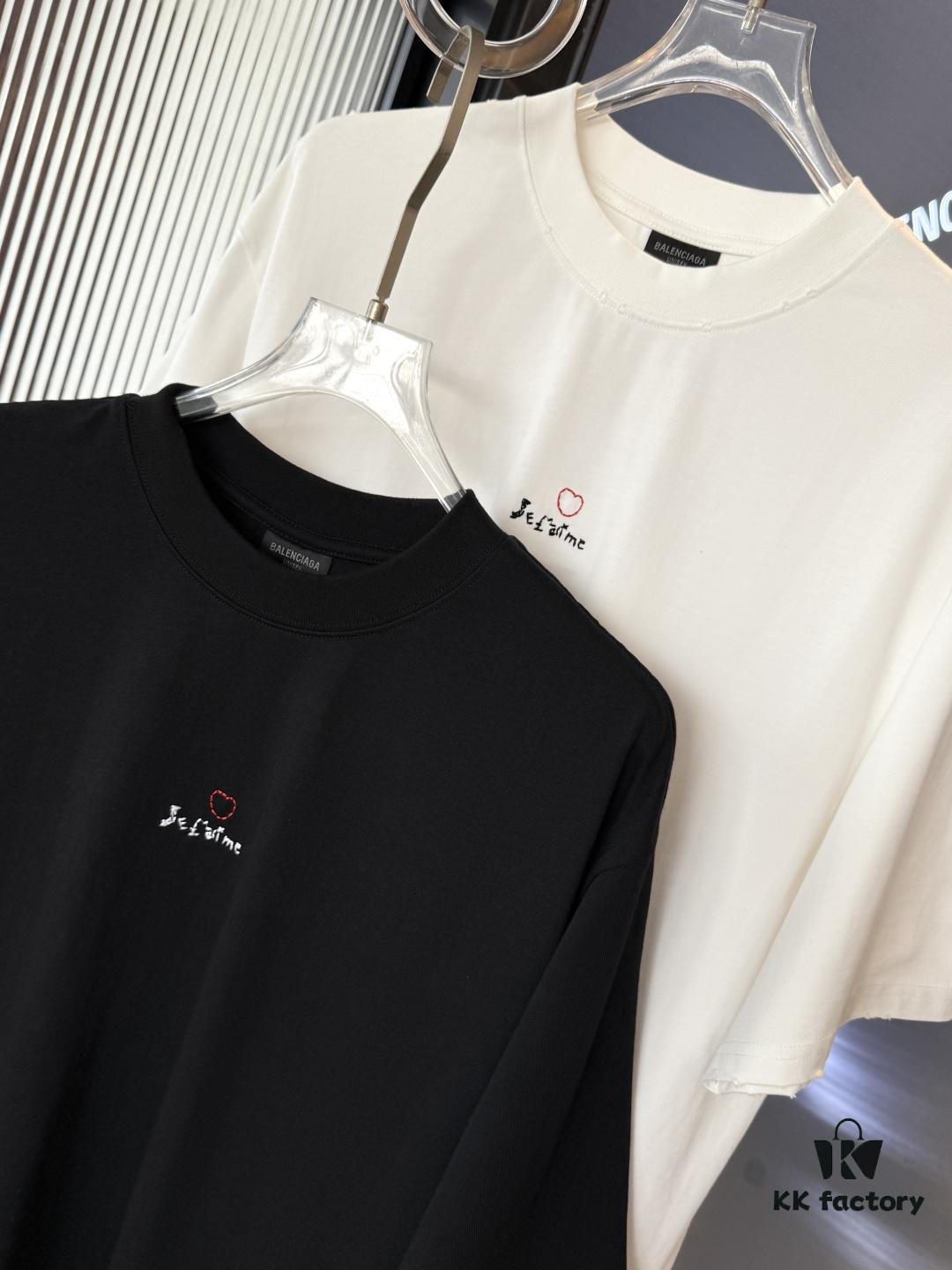 69319fe5ccd8ab3d7af93a47 25SS Balenciaga Valentine's Day Limited Edition Embroidered Heart Couple T-Shirt (Valentine's 520 Qixi Essential)