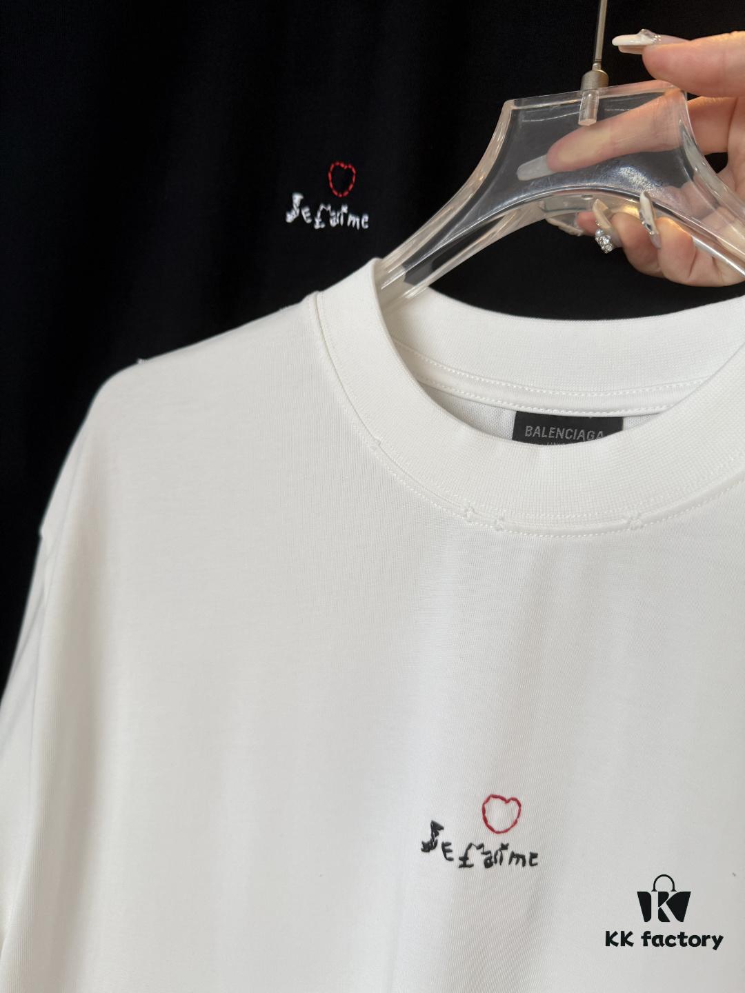 69319fe5ccd8ab3d7af93a4a 25SS Balenciaga Valentine's Day Limited Edition Embroidered Heart Couple T-Shirt (Valentine's 520 Qixi Essential)