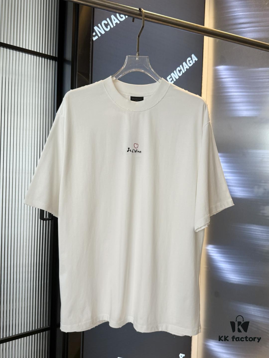 69319fe6ccd8ab3d7af93a4d 25SS Balenciaga Valentine's Day Limited Edition Embroidered Heart Couple T-Shirt (Valentine's 520 Qixi Essential)