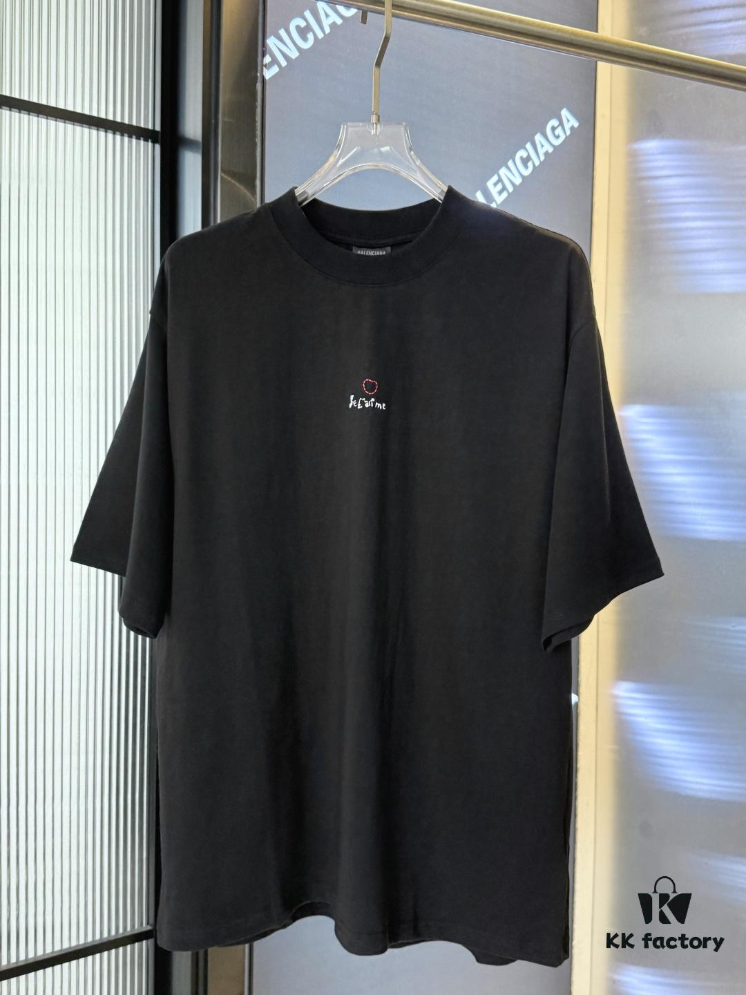 69319fe6ccd8ab3d7af93a4e 25SS Balenciaga Valentine's Day Limited Edition Embroidered Heart Couple T-Shirt (Valentine's 520 Qixi Essential)
