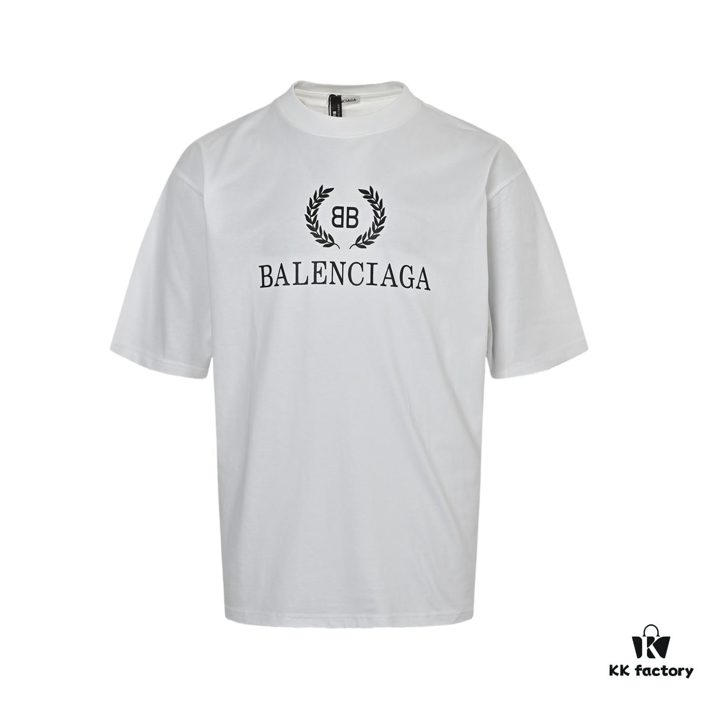 69319ffcccd8ab3d7af93b59 Balenciaga Wheat Logo Print Short-Sleeve T-Shirt