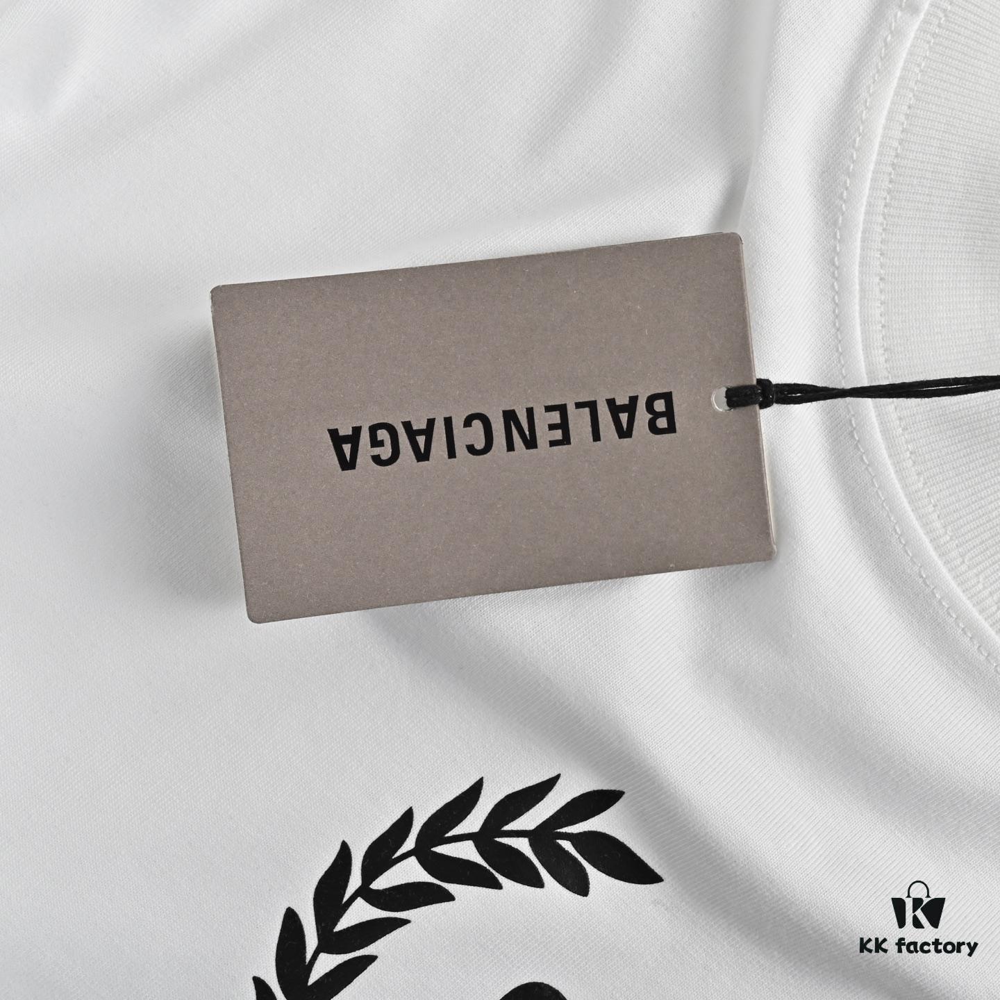 69319ffcccd8ab3d7af93b5f Balenciaga Wheat Logo Print Short-Sleeve T-Shirt