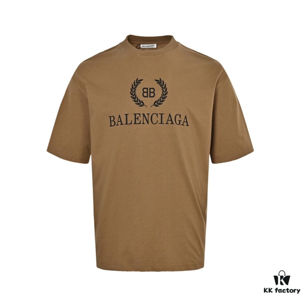 69319ffdccd8ab3d7af93b6c Balenciaga Wheat Logo Print Short-Sleeve T-Shirt