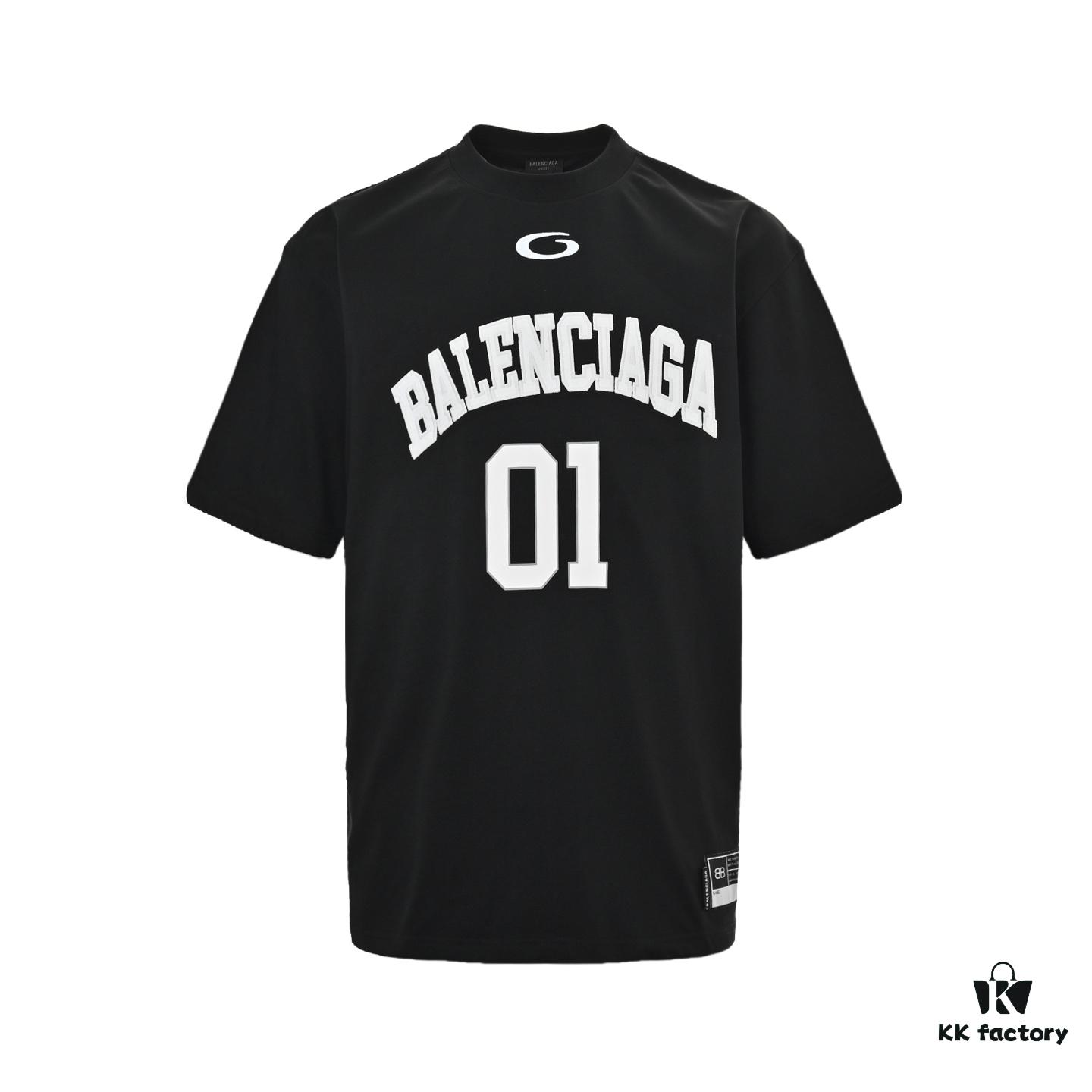 6931a000ccd8ab3d7af93ba5 Balenciaga 25SS Basketball Embroidered No.1 Print Short Sleeve T-Shirt