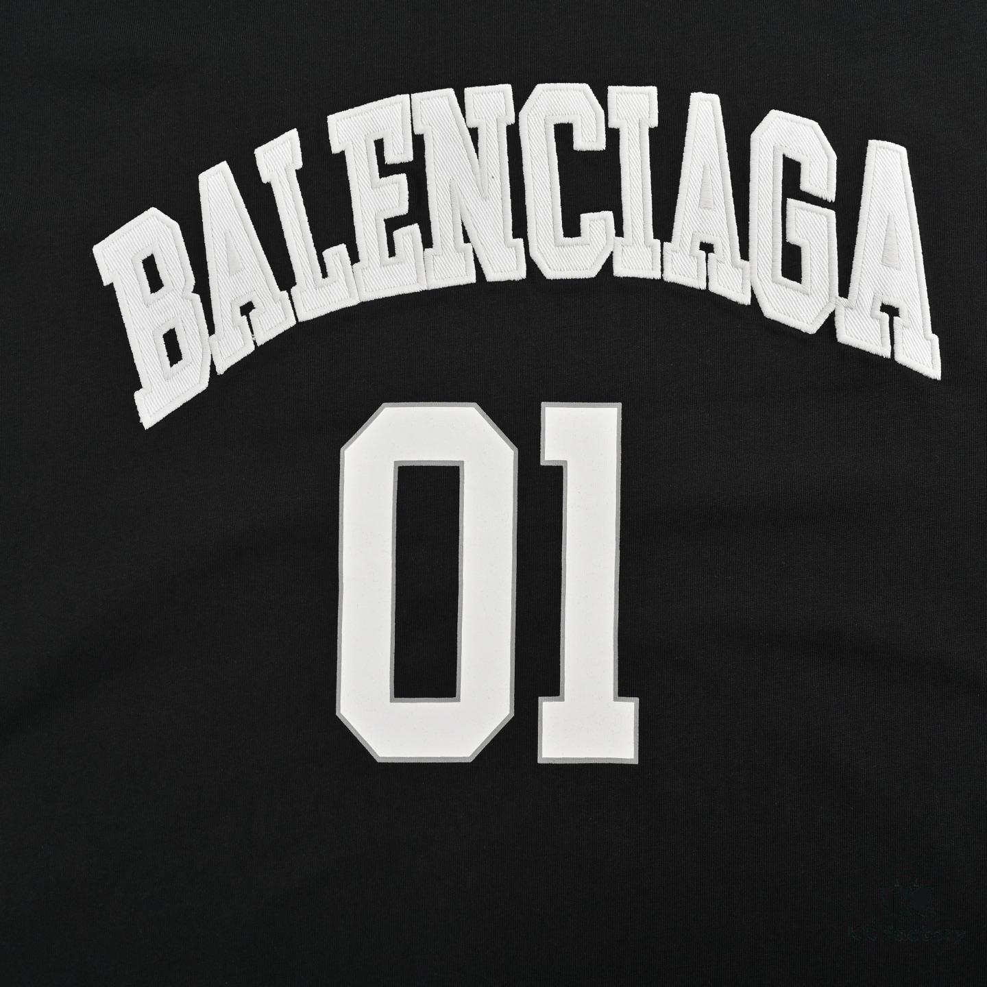 6931a000ccd8ab3d7af93bac Balenciaga 25SS Basketball Embroidered No.1 Print Short Sleeve T-Shirt