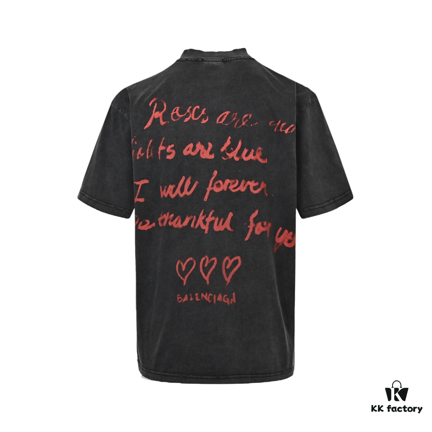 6931a002ccd8ab3d7af93bcd Balenciaga Valentine's Limited Edition Graffiti Heart Short-Sleeve T-Shirt