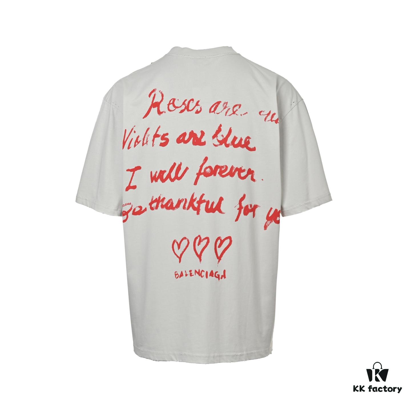 6931a003ccd8ab3d7af93be0 Balenciaga Valentine's Limited Edition Graffiti Heart Short-Sleeve T-Shirt