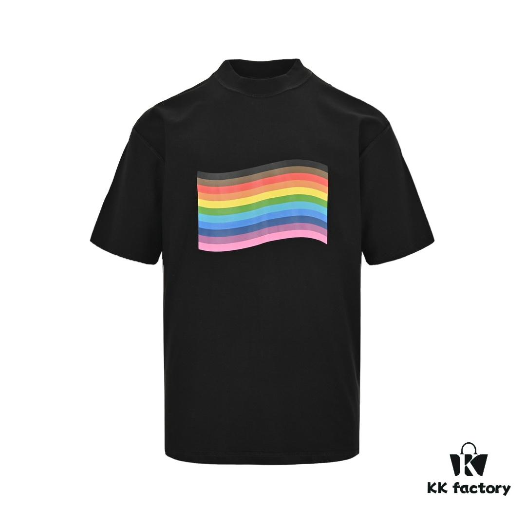 6931a007ccd8ab3d7af93c38 Balenciaga 24SS Reversed Rainbow Print Short-Sleeve T-Shirt