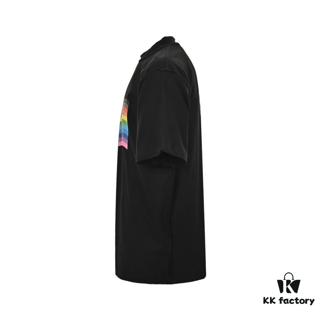 6931a007ccd8ab3d7af93c39 Balenciaga 24SS Reversed Rainbow Print Short-Sleeve T-Shirt