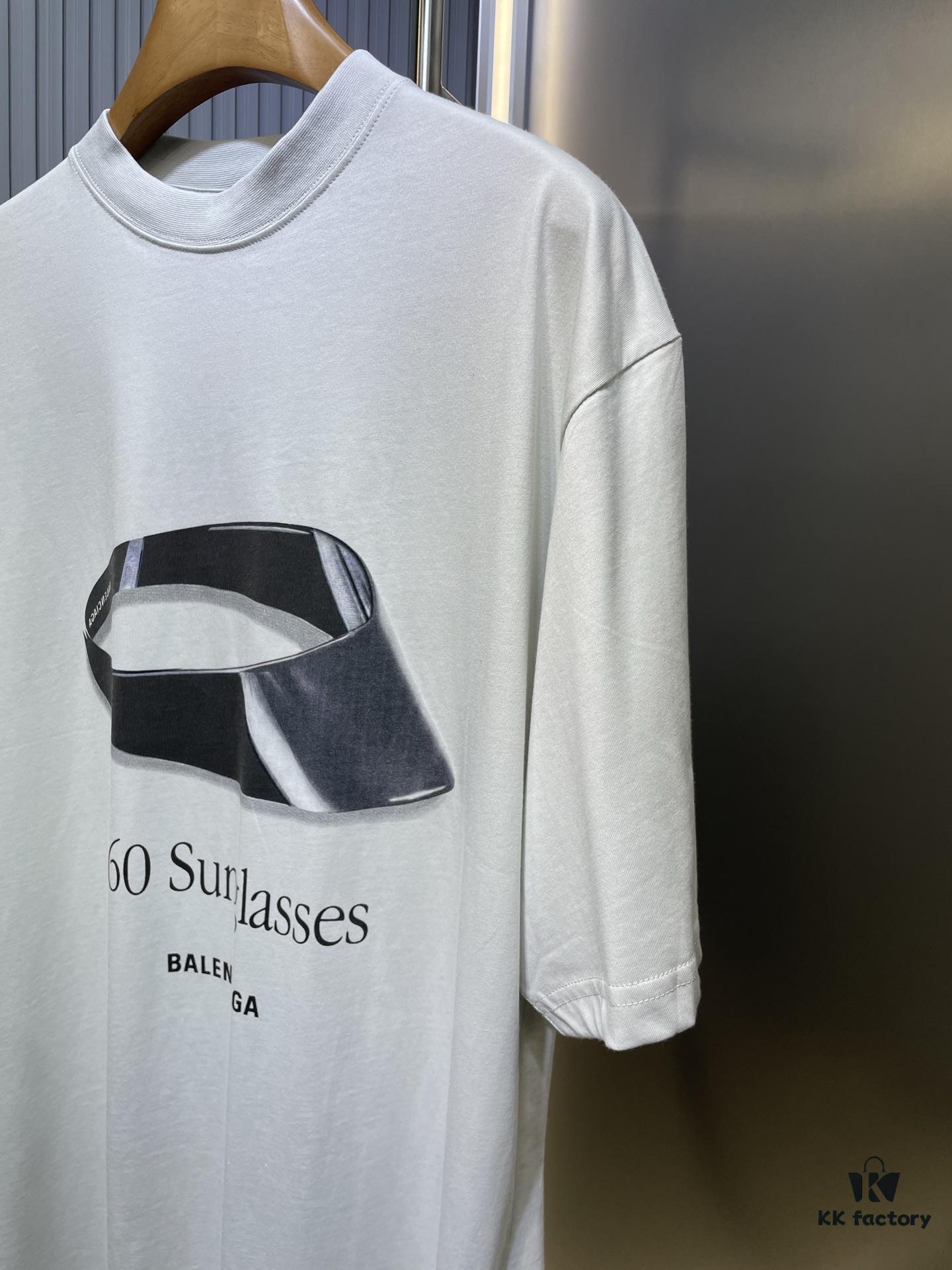 6931a008ccd8ab3d7af93c43 25SS Paris 360 Sunglasses Pattern Short-Sleeve T-Shirt, Grey-White Colorway, Unisex Design, Full Size In Stock