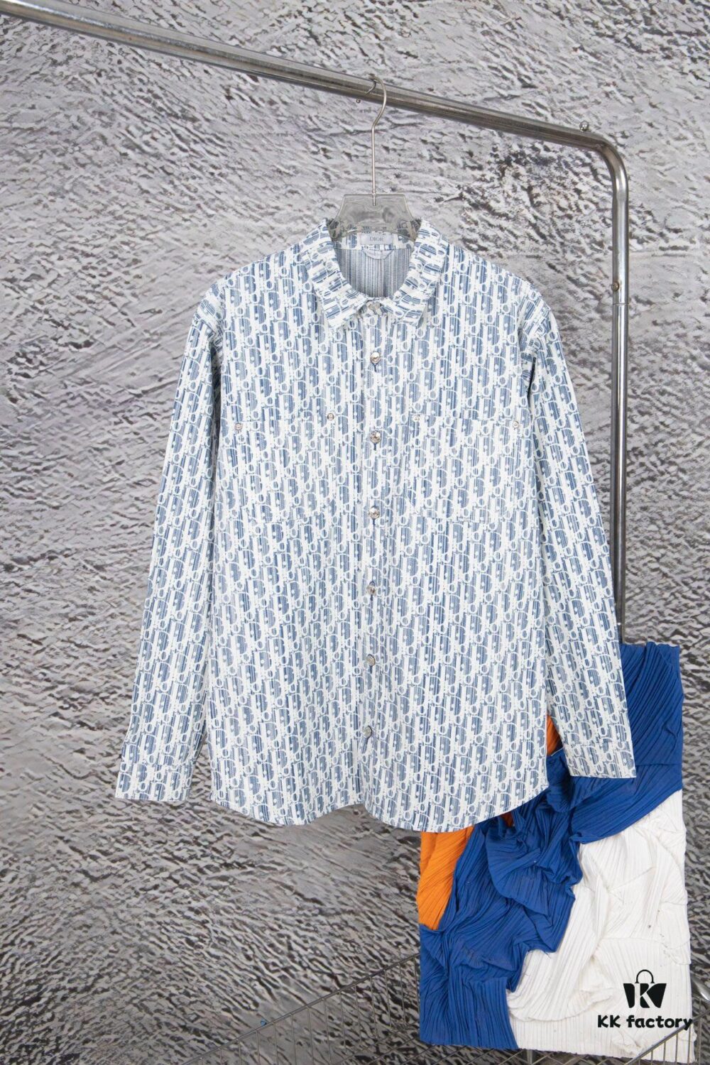 6931a00fccd8ab3d7af93ccd Dior Vintage Full Logo Jacquard Long Sleeve Denim Shirt