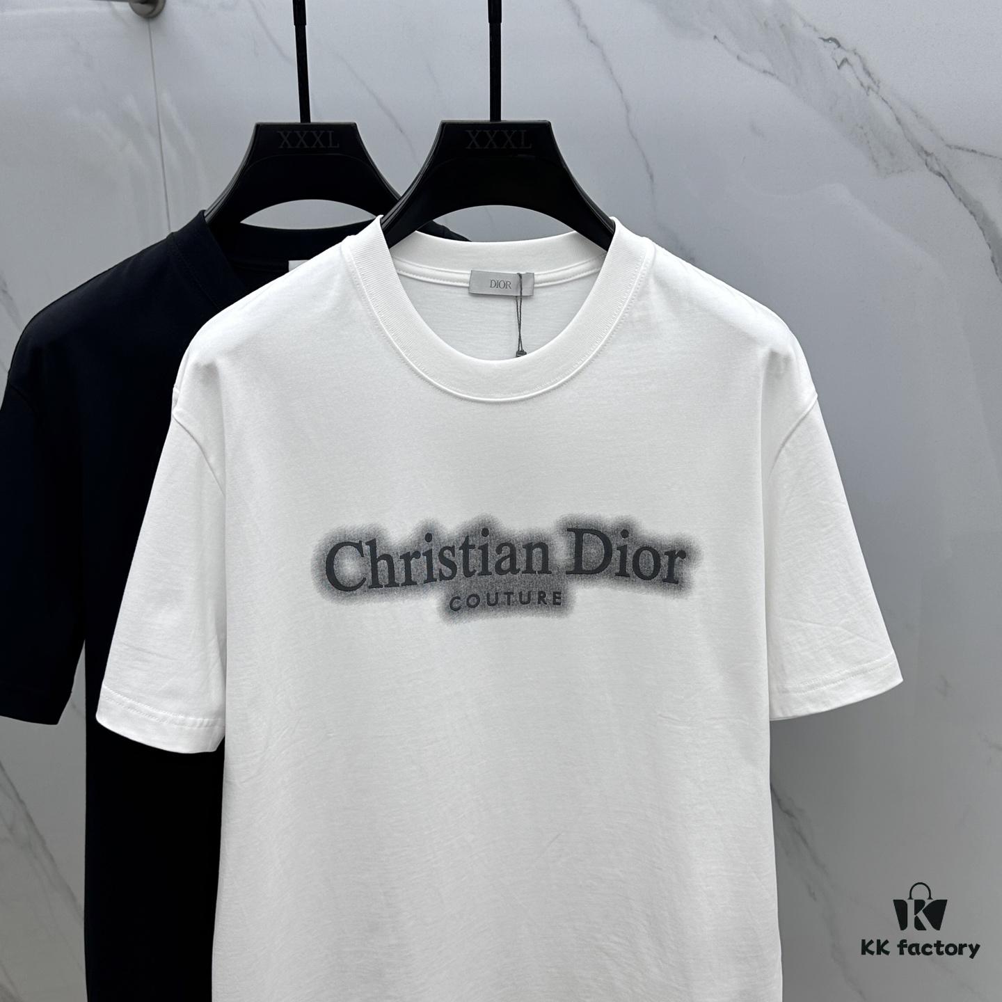 6931a013ccd8ab3d7af93d26 Christian Dior 2025 FW Spring/Summer New Arrival Round Neck T-Shirt for Layering or Outerwear, Embossed Logo Micro Oversized Short-Sleeve 260g Active Cotton Tee