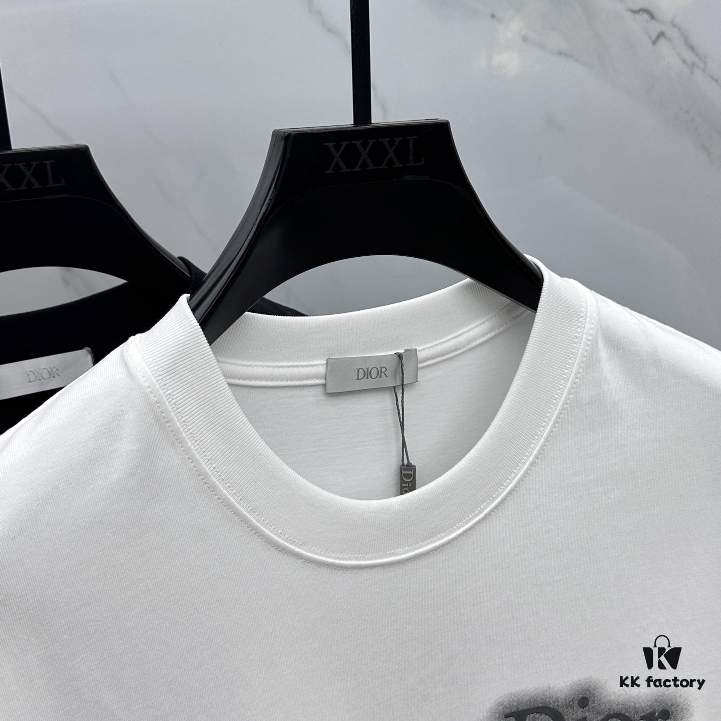 6931a013ccd8ab3d7af93d28 Christian Dior 2025 FW Spring/Summer New Arrival Round Neck T-Shirt for Layering or Outerwear, Embossed Logo Micro Oversized Short-Sleeve 260g Active Cotton Tee