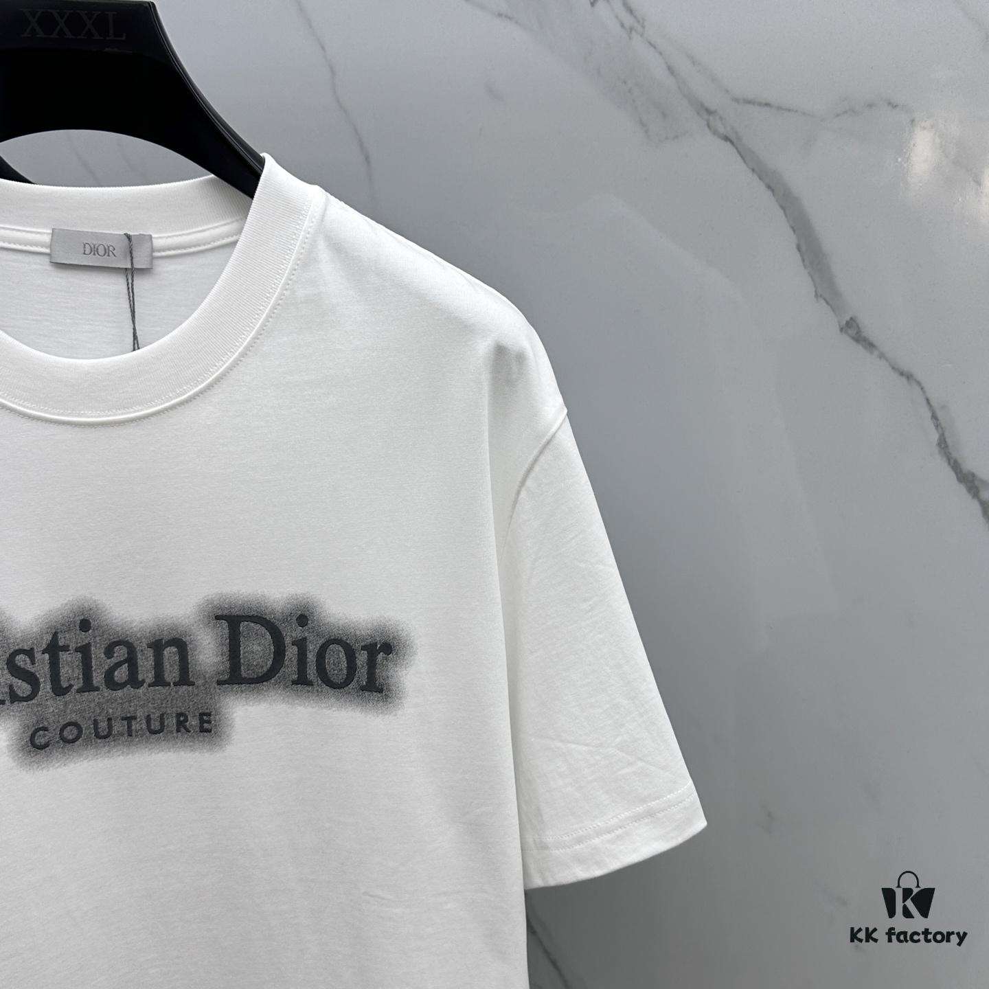 6931a013ccd8ab3d7af93d2a Christian Dior 2025 FW Spring/Summer New Arrival Round Neck T-Shirt for Layering or Outerwear, Embossed Logo Micro Oversized Short-Sleeve 260g Active Cotton Tee