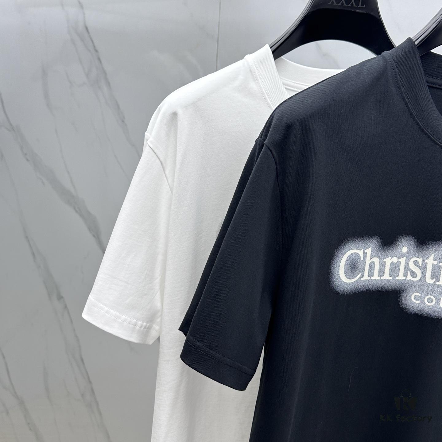 6931a013ccd8ab3d7af93d30 Christian Dior Dior 2025 FW Spring/Summer New Arrival Round Neck T-Shirt for Layering or Outerwear, 3D Logo Slightly Oversized Short-Sleeve 260g Active Cotton Tee