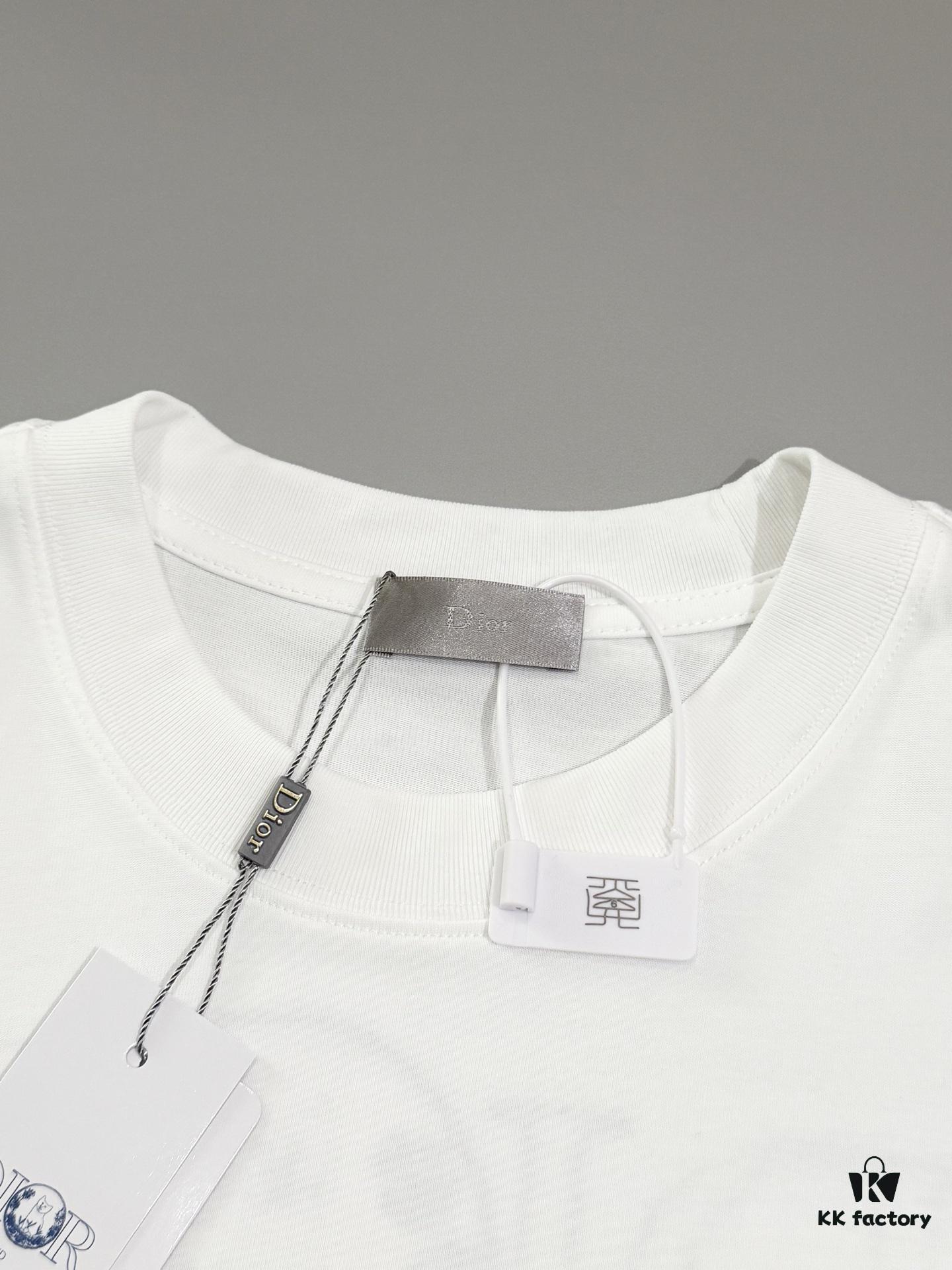 6931a016ccd8ab3d7af93d70 High Version Dior Collaboration Embroidered Cat Short Sleeve T-Shirt