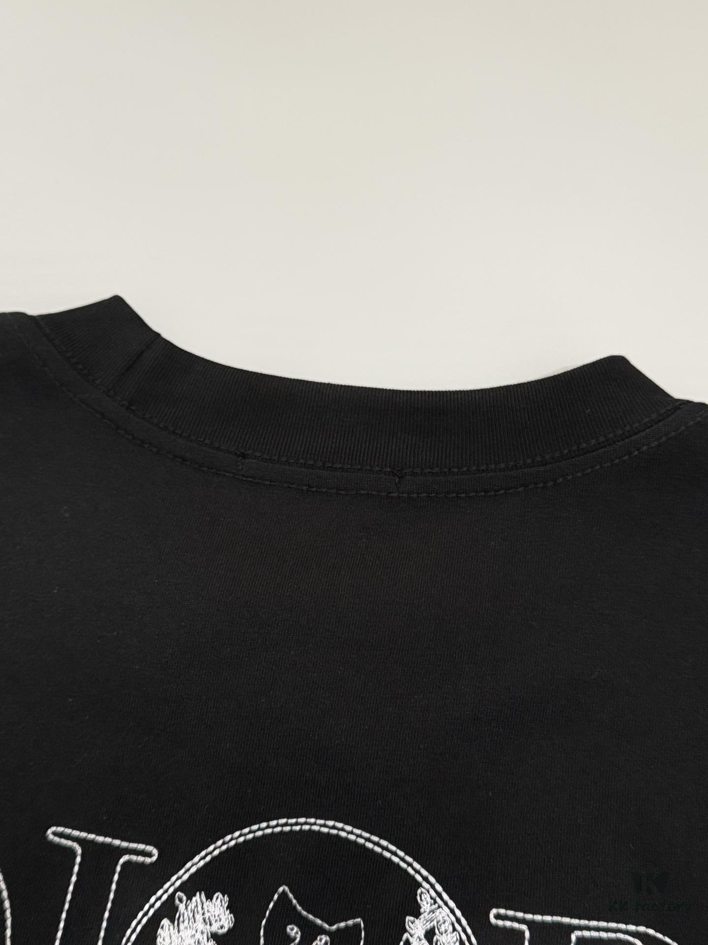 6931a017ccd8ab3d7af93d85 Dior Collaboration Embroidered Cat Short-Sleeve T-Shirt - Premium Version
